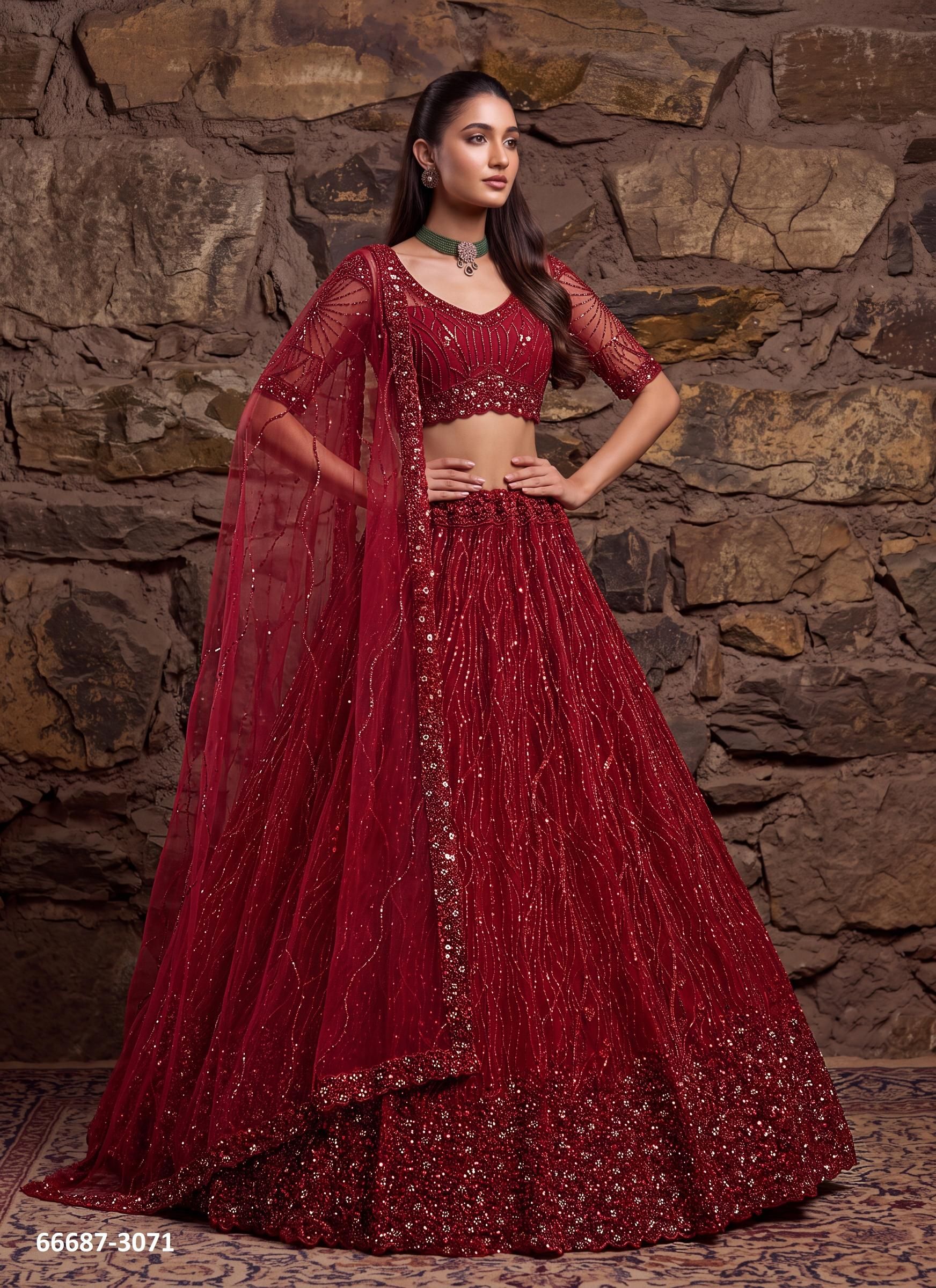 SERIES 3042-3071 - Catalog # 66687 (Set of 18 Semi-Stitched Lehengas)