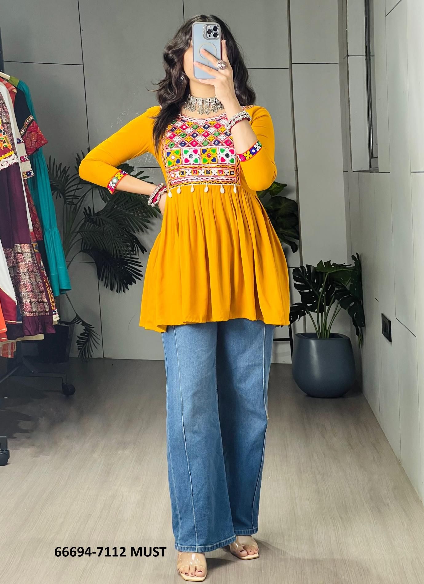 MADHURYA 7112 - Catalog # 66694 (Set of 4 Readymade Women's Kurtis / Tops)