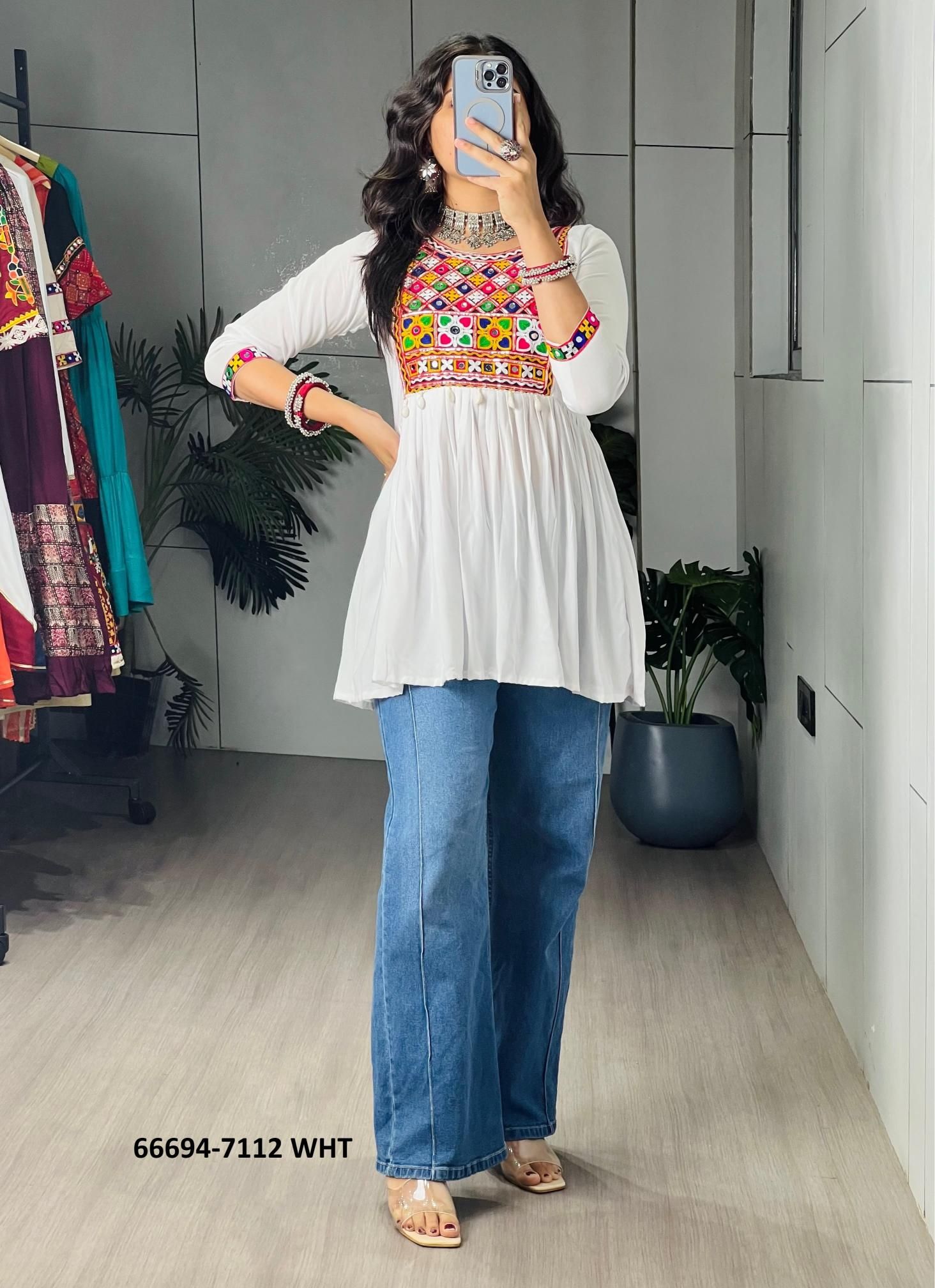 MADHURYA 7112 - Catalog # 66694 (Set of 4 Readymade Women's Kurtis / Tops)