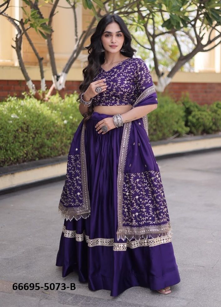 DESIGN 5073 - Catalog # 66695 (Set of 4 Semi-Stitched Lehengas)
