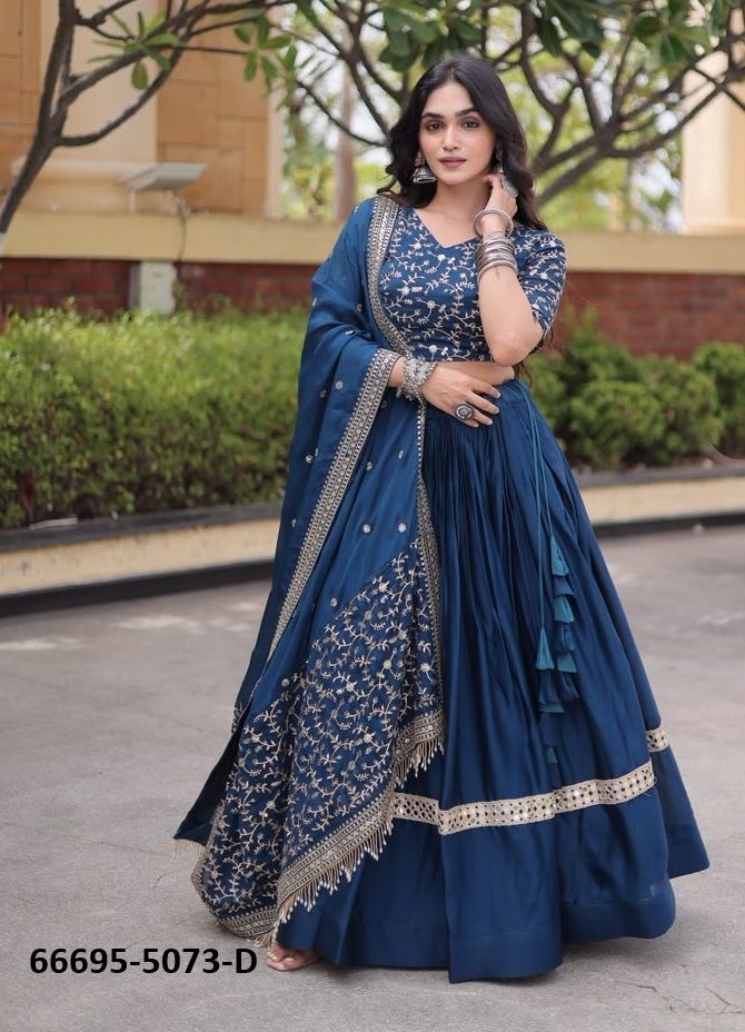 DESIGN 5073 - Catalog # 66695 (Set of 4 Semi-Stitched Lehengas)