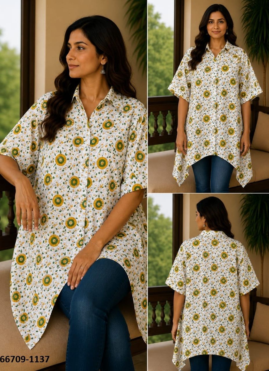 PURE BAGRU PRINT COTTON PONCHOS 1 - Catalog # 66709 (Set of 10 Kaftans / Ponchos)