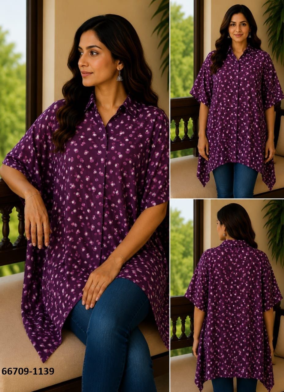 PURE BAGRU PRINT COTTON PONCHOS 1 - Catalog # 66709 (Set of 10 Kaftans / Ponchos)