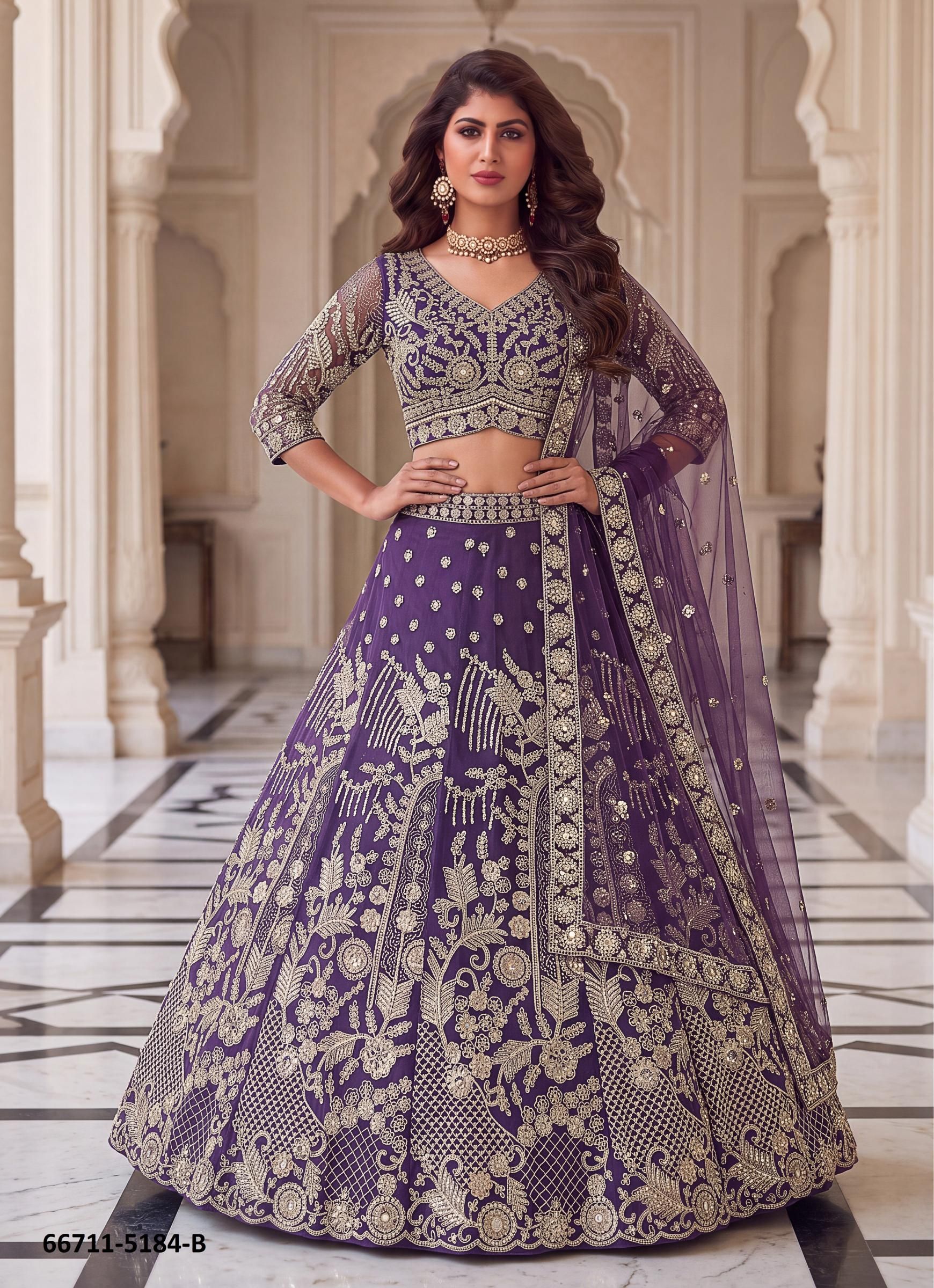 DESIGN 5184 - Catalog # 66711 (Set of 2 Semi-Stitched Lehengas) DESIGN 5184 - Catalog # 66711 (Set of 2 Semi-Stitched Lehengas)