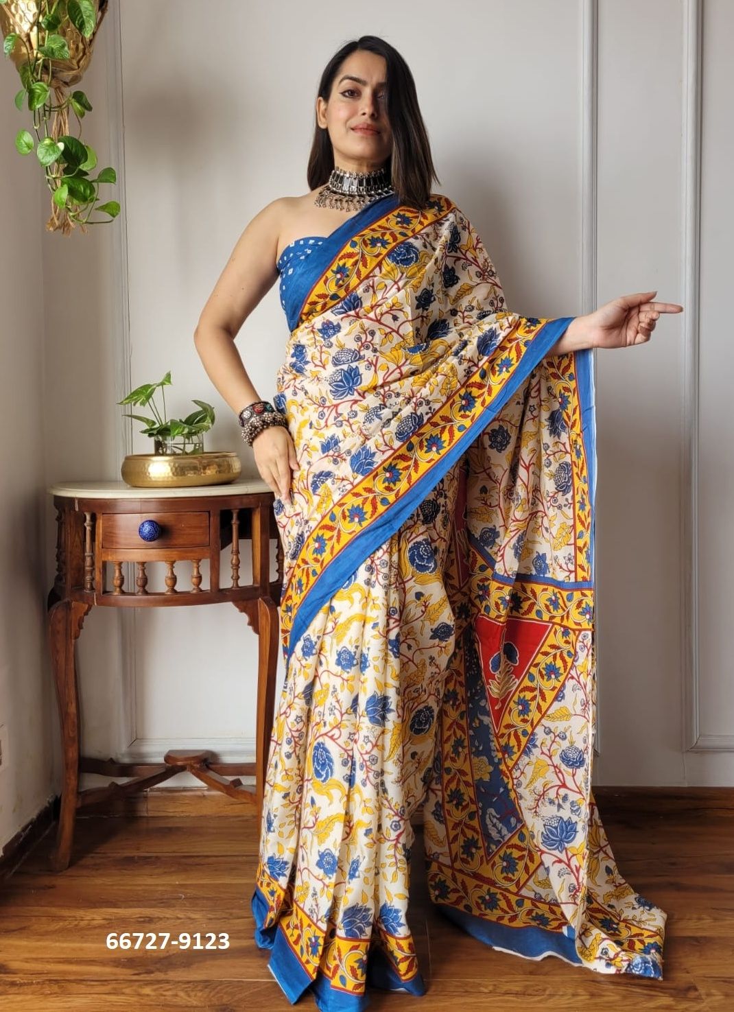 PURE MULMUL COTTON BAGRU PRINTS 3 - Catalog # 66727 (Set of 10 Sarees)