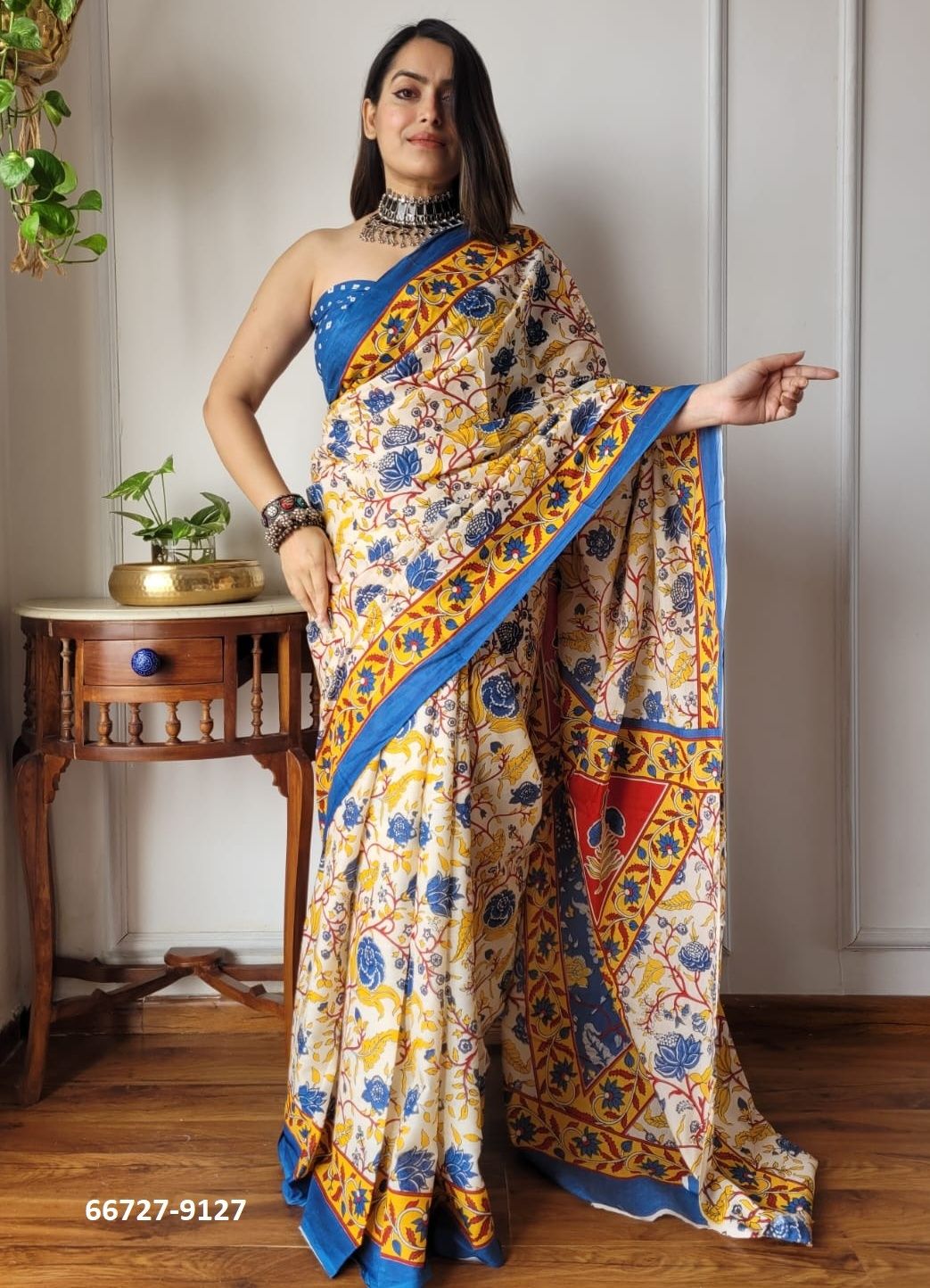 PURE MULMUL COTTON BAGRU PRINTS 3 - Catalog # 66727 (Set of 10 Sarees)