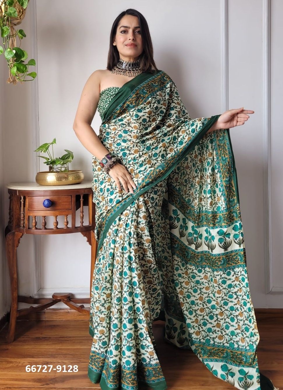 PURE MULMUL COTTON BAGRU PRINTS 3 - Catalog # 66727 (Set of 10 Sarees)