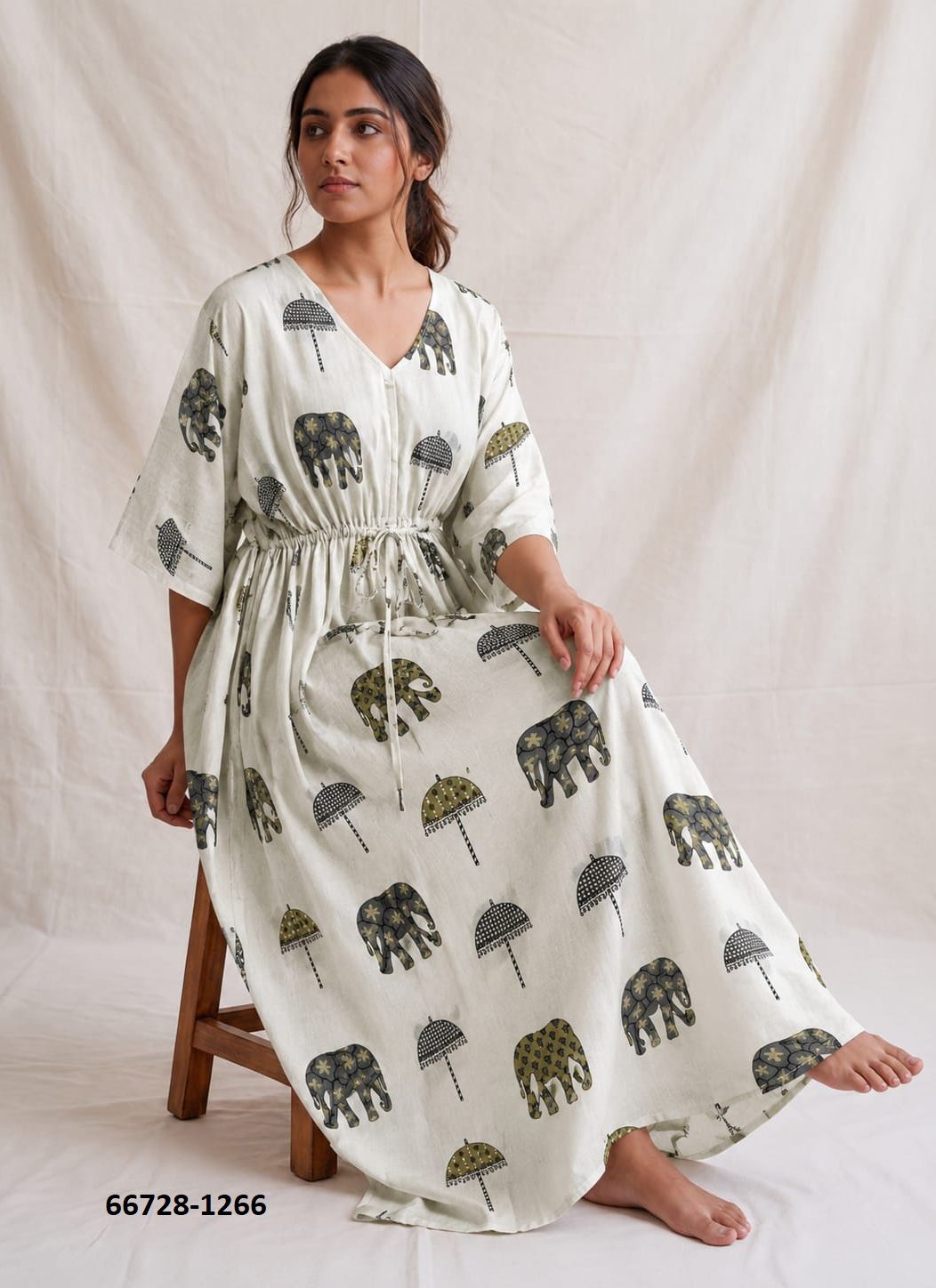 PURE BAGRU PRINT COTTON PONCHOS 2 - Catalog # 66728 (Set of 10 Kaftans / Ponchos)