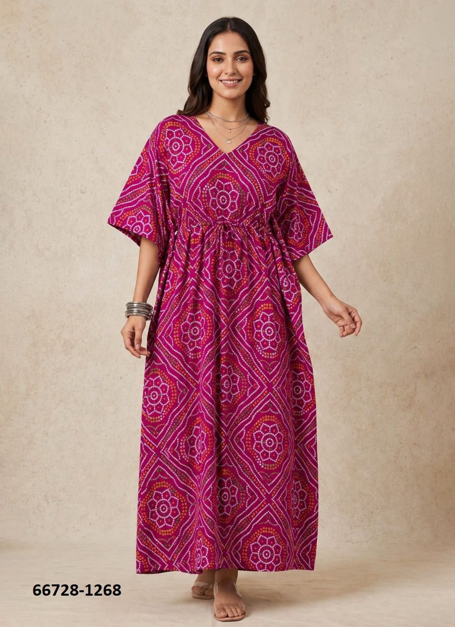 PURE BAGRU PRINT COTTON PONCHOS 2 - Catalog # 66728 (Set of 10 Kaftans / Ponchos)