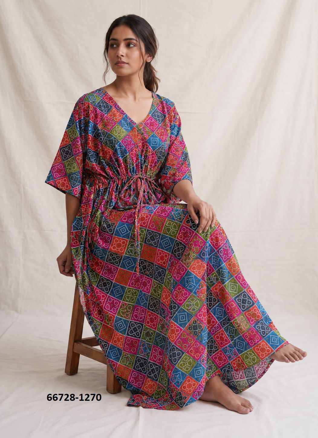 PURE BAGRU PRINT COTTON PONCHOS 2 - Catalog # 66728 (Set of 10 Kaftans / Ponchos)