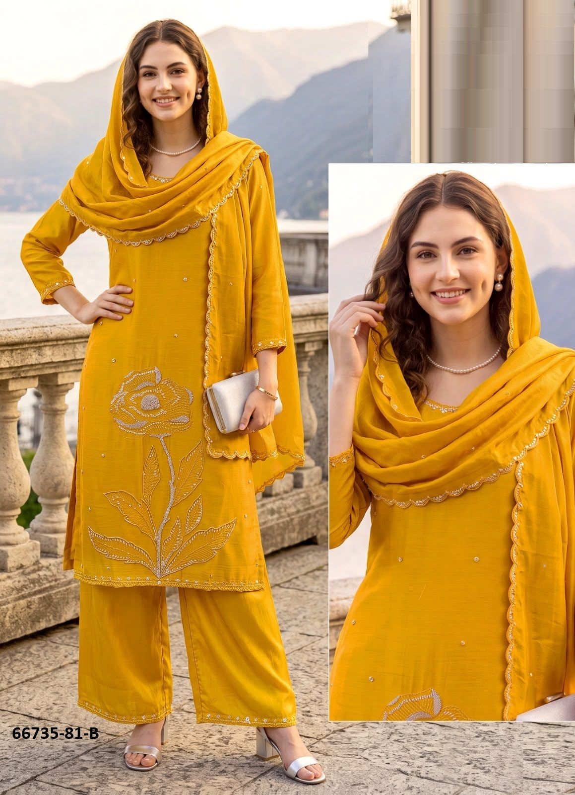 DESIGN P81 - Catalog # 66735 (Set of 7 SIZE-SETS [Readymade Salwar Suits])