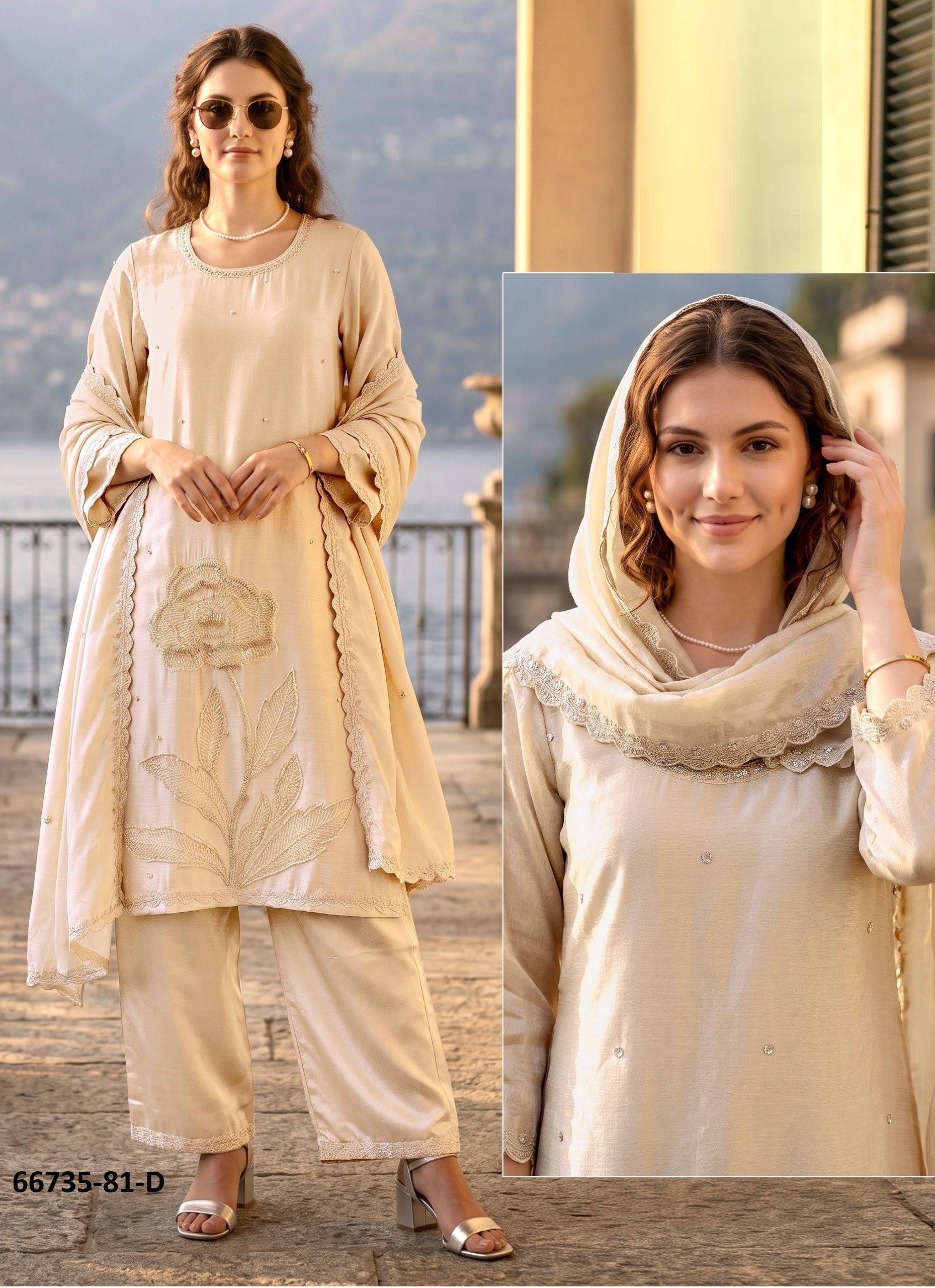 DESIGN P81 - Catalog # 66735 (Set of 7 SIZE-SETS [Readymade Salwar Suits])