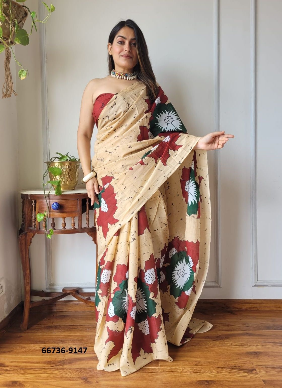 PURE MULMUL COTTON BAGRU PRINTS 5 - Catalog # 66736 (Set of 10 Sarees)