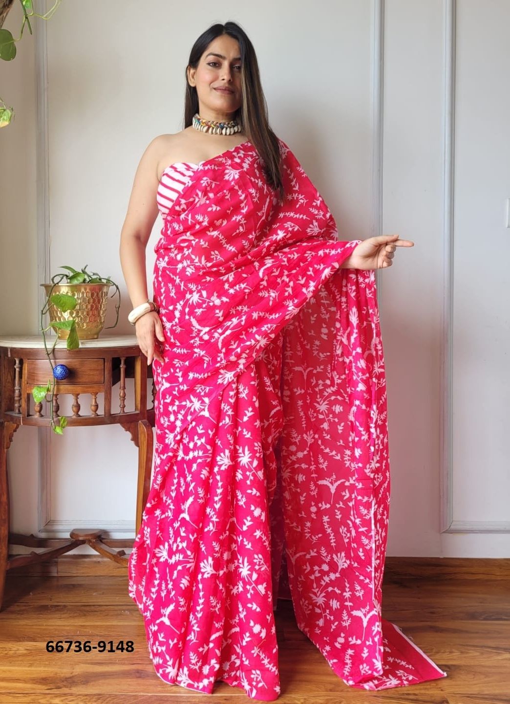 PURE MULMUL COTTON BAGRU PRINTS 5 - Catalog # 66736 (Set of 10 Sarees)