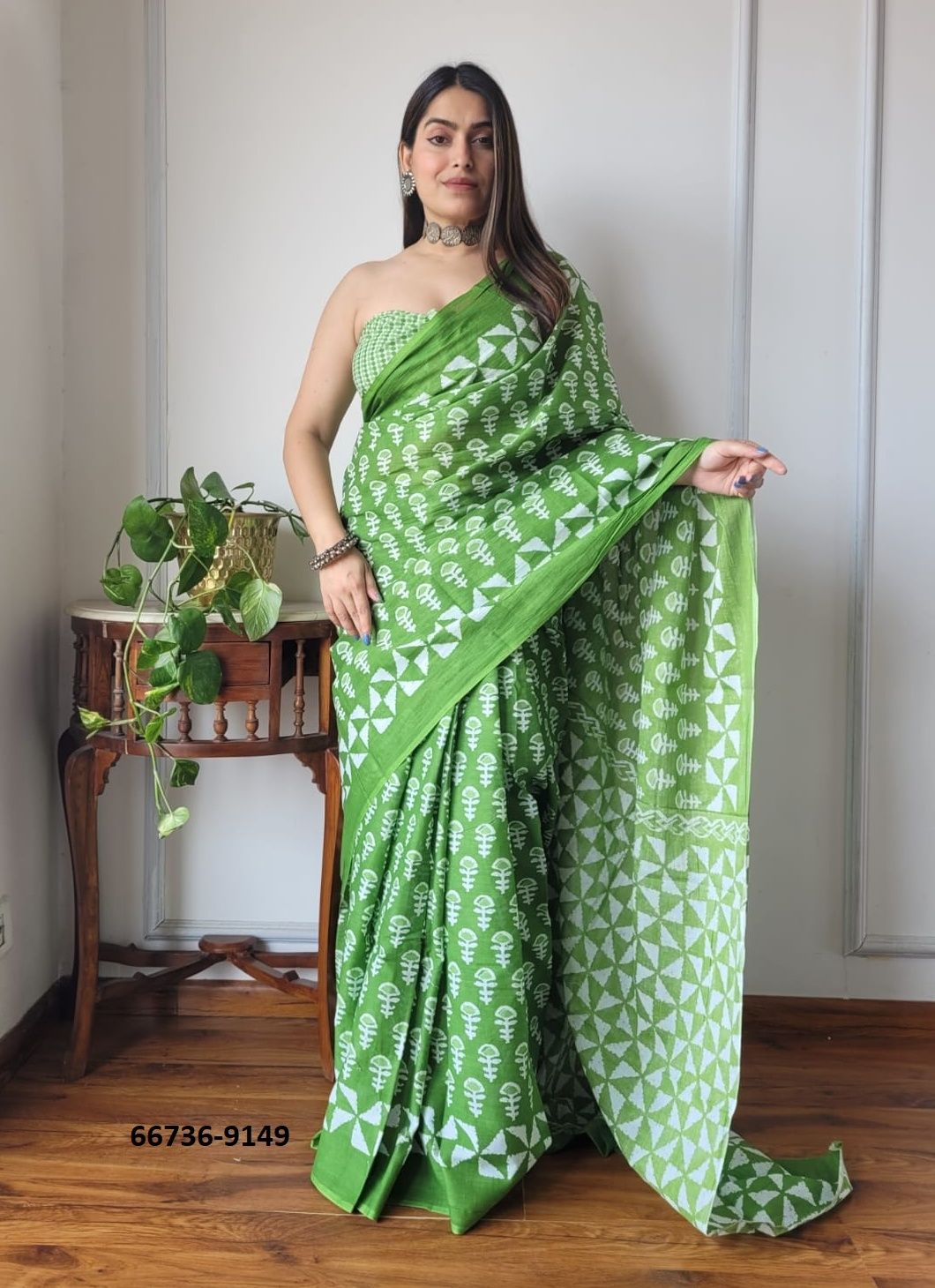 PURE MULMUL COTTON BAGRU PRINTS 5 - Catalog # 66736 (Set of 10 Sarees)