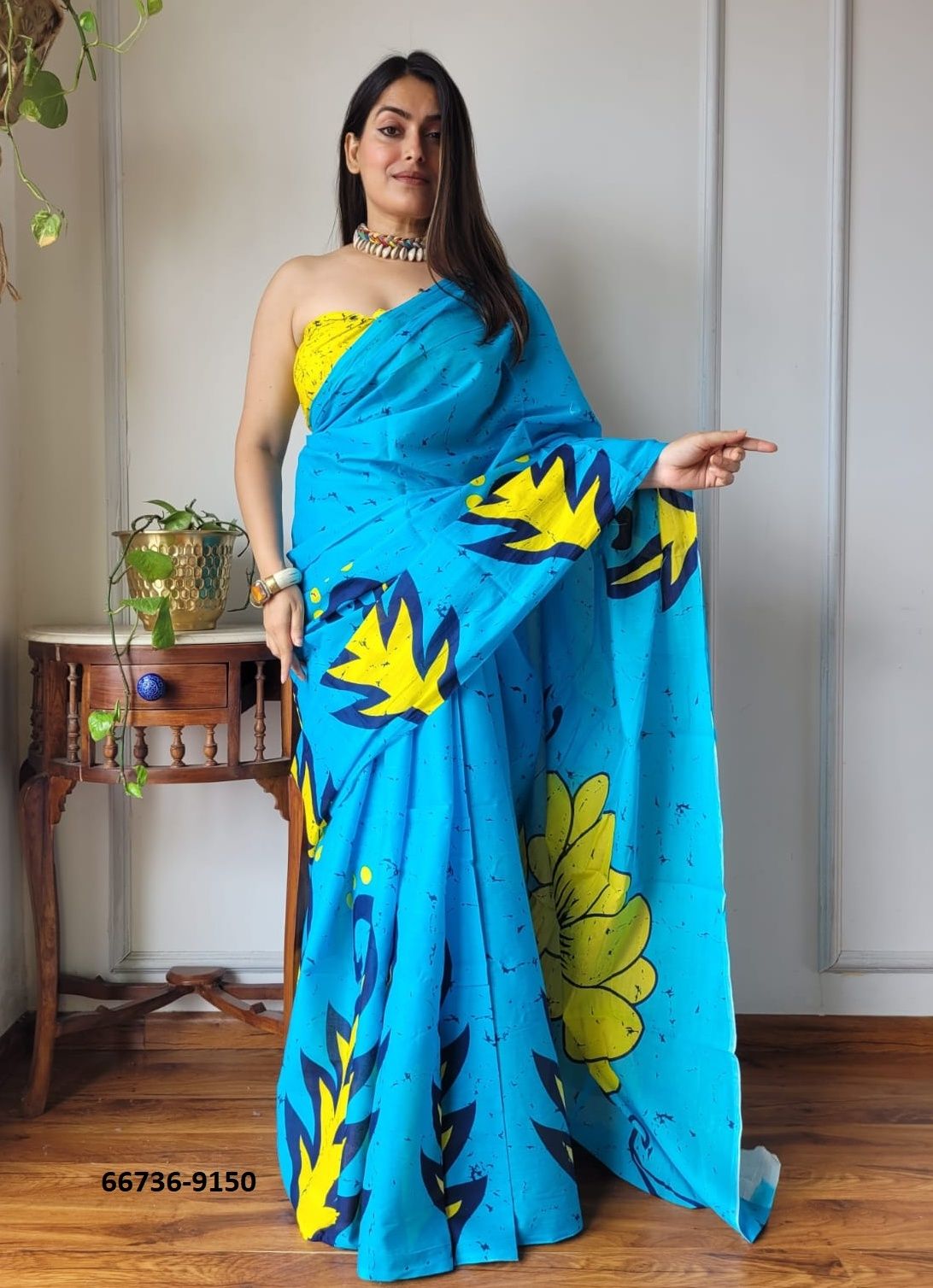 PURE MULMUL COTTON BAGRU PRINTS 5 - Catalog # 66736 (Set of 10 Sarees)