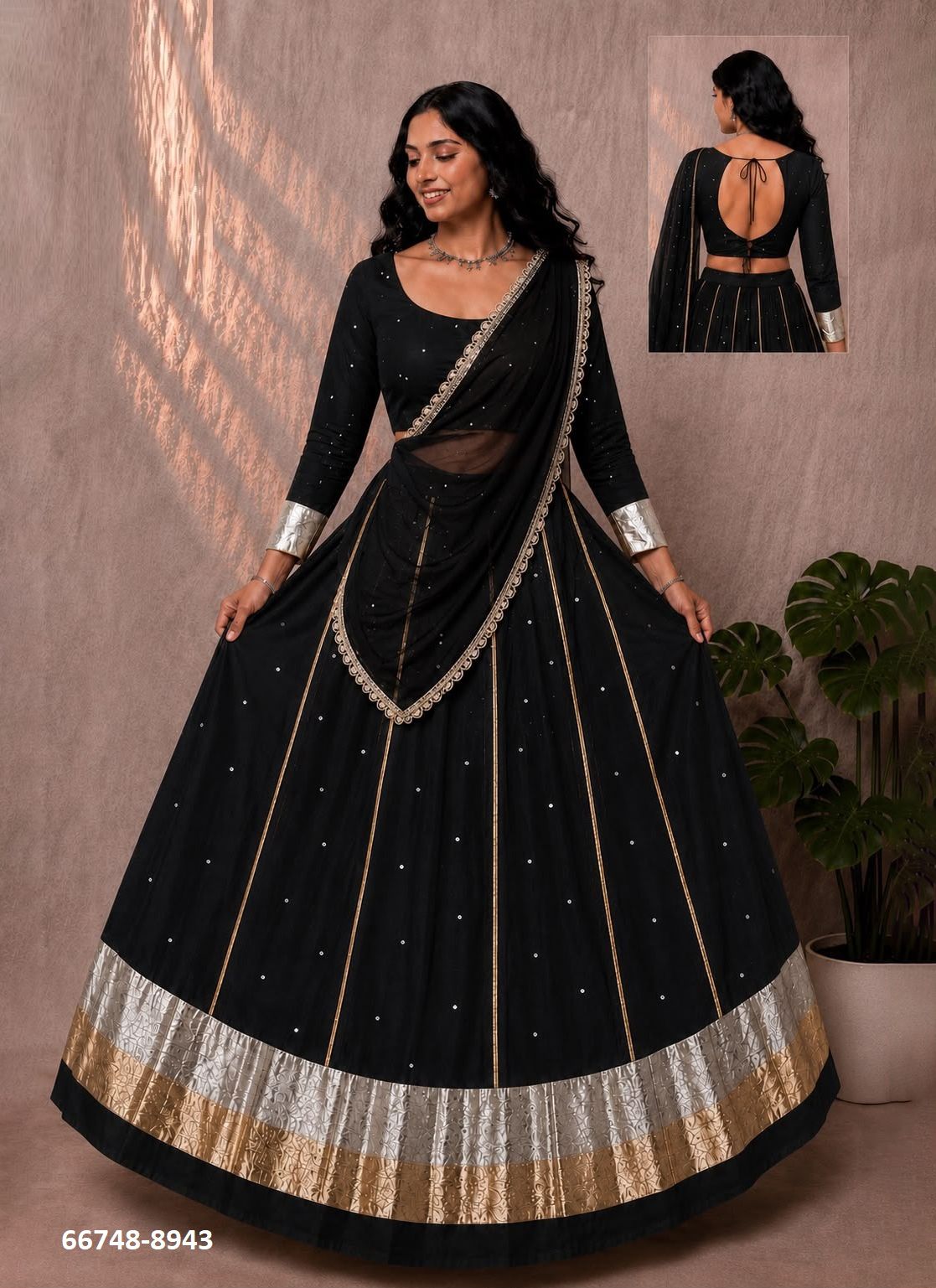 JHAMKUDI - Catalog # 66748 (Set of 4 Readymade Lehengas)