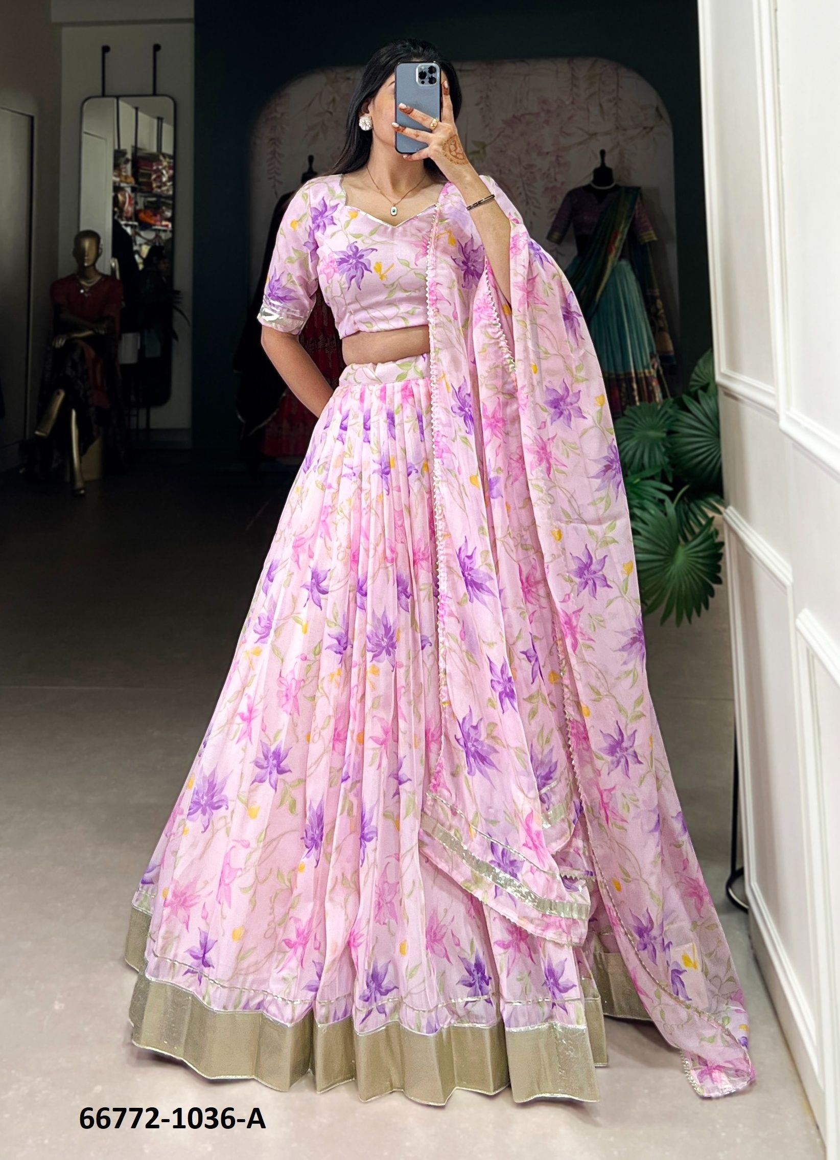 DESIGN 1036 - Catalog # 66772 (Set of 3 Semi-Stitched Lehengas) DESIGN 1036 - Catalog # 66772 (Set of 3 Semi-Stitched Lehengas)