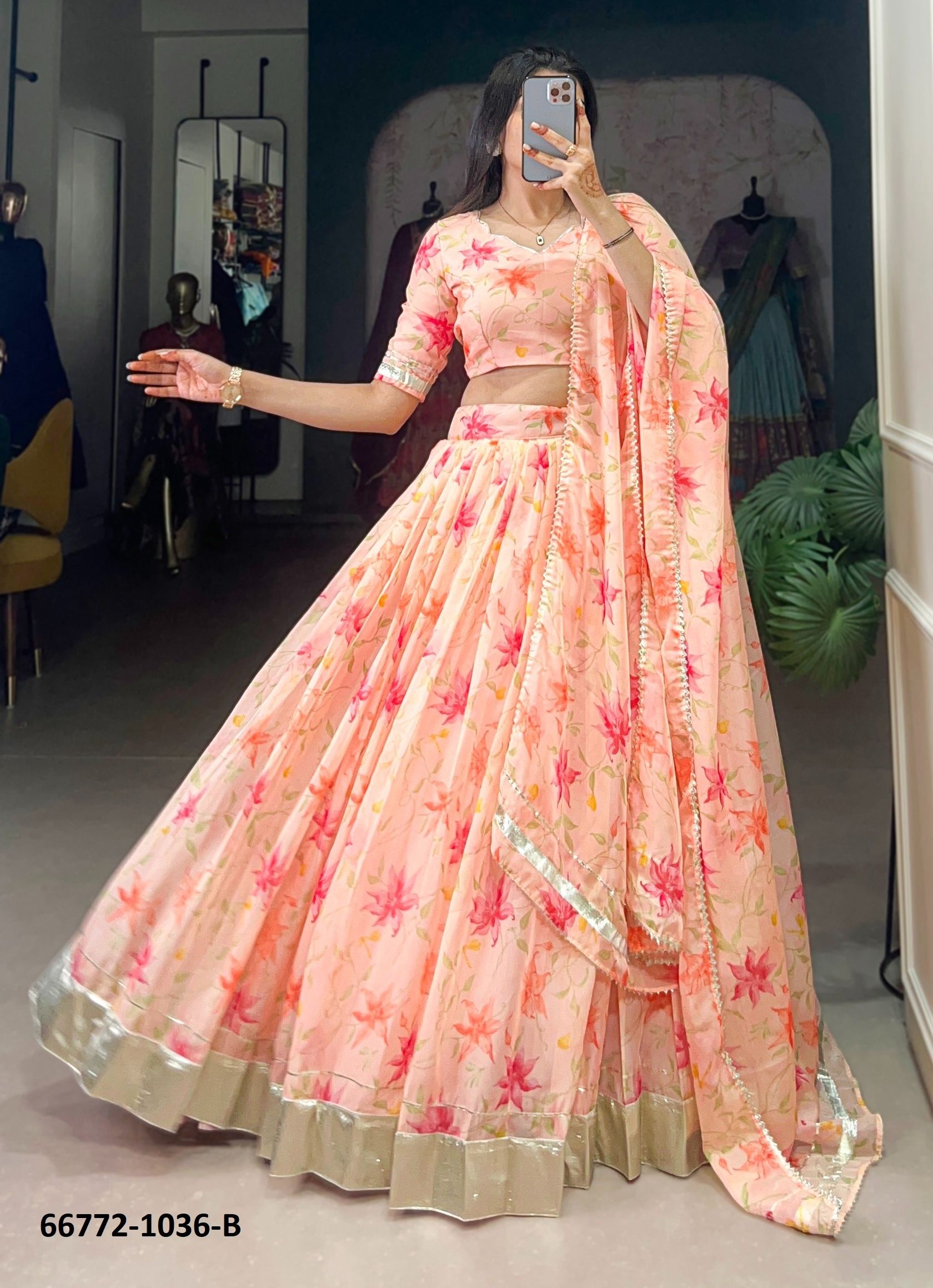 DESIGN 1036 - Catalog # 66772 (Set of 3 Semi-Stitched Lehengas) DESIGN 1036 - Catalog # 66772 (Set of 3 Semi-Stitched Lehengas)