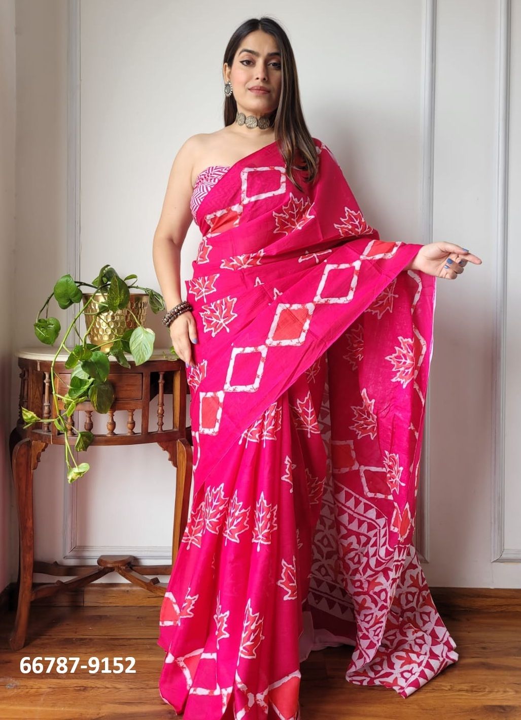 PURE MULMUL COTTON BAGRU PRINTS 6 - Catalog # 66787 (Set of 10 Sarees)