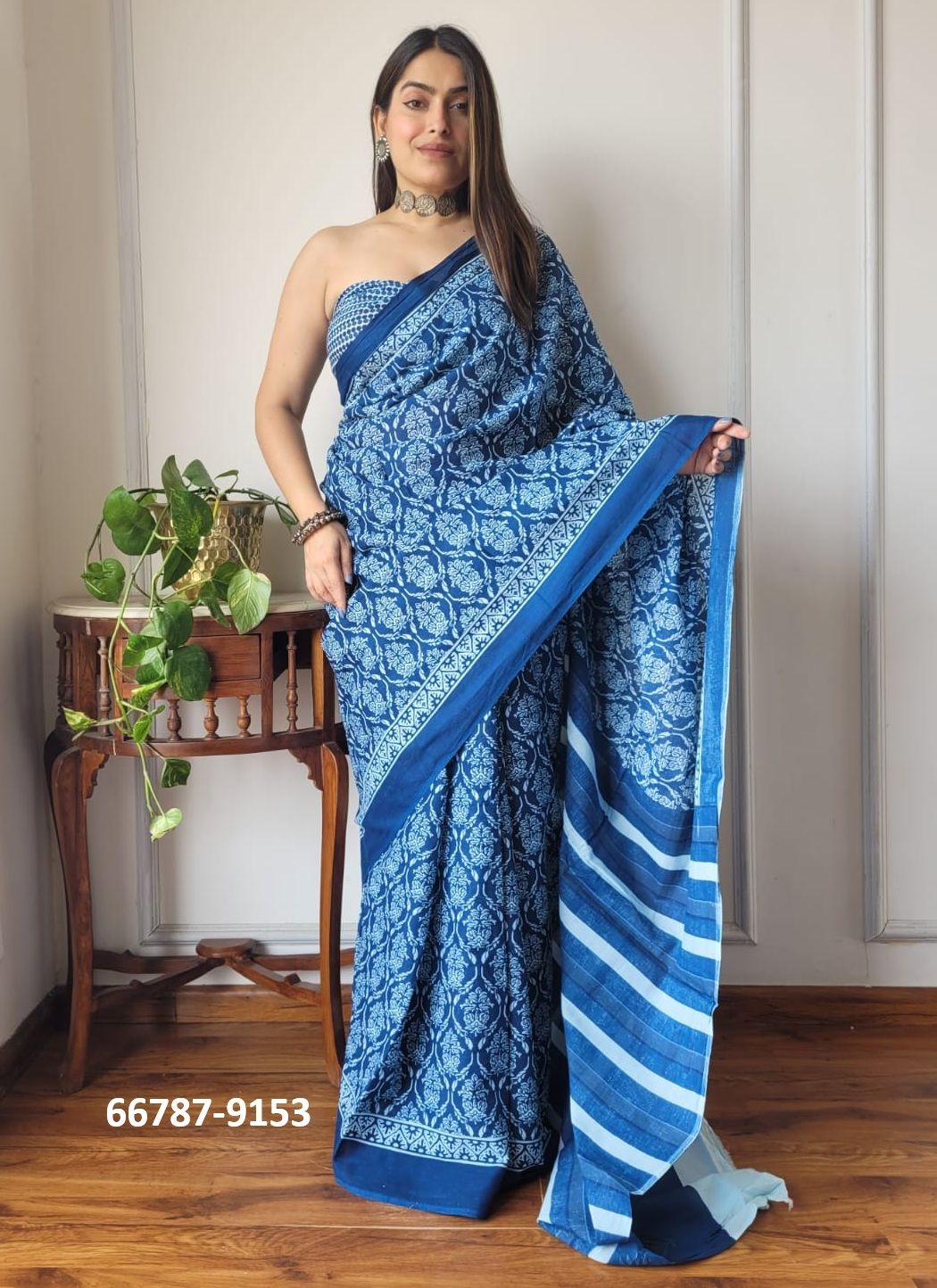 PURE MULMUL COTTON BAGRU PRINTS 6 - Catalog # 66787 (Set of 10 Sarees)