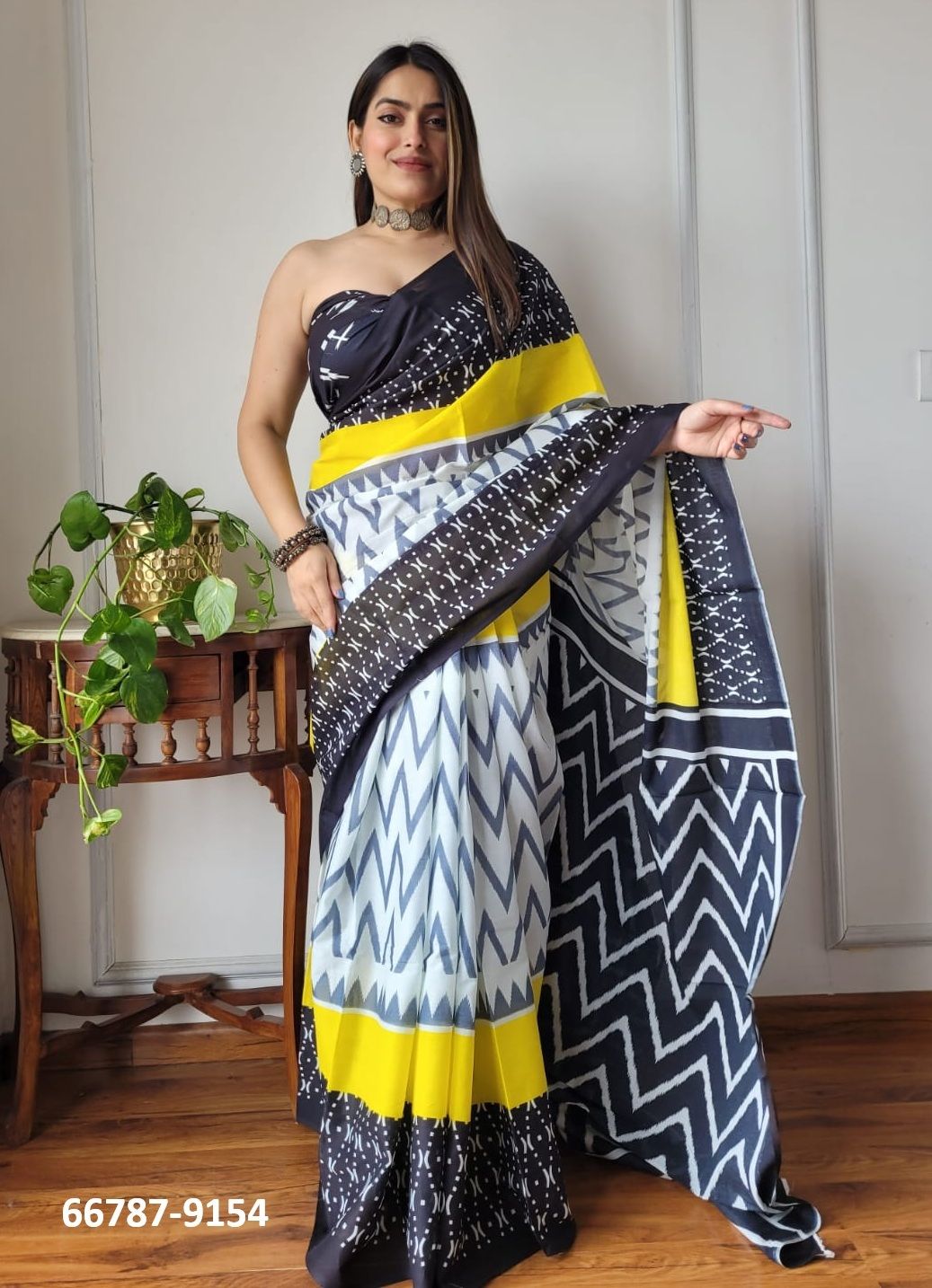 PURE MULMUL COTTON BAGRU PRINTS 6 - Catalog # 66787 (Set of 10 Sarees)