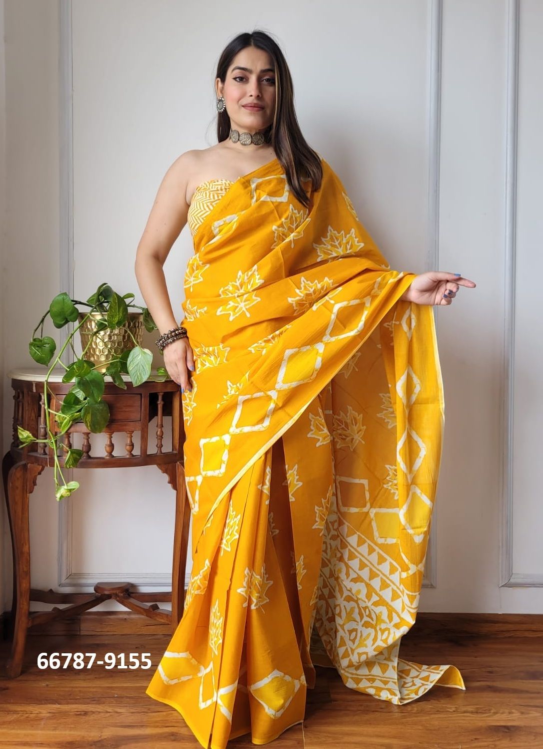 PURE MULMUL COTTON BAGRU PRINTS 6 - Catalog # 66787 (Set of 10 Sarees)