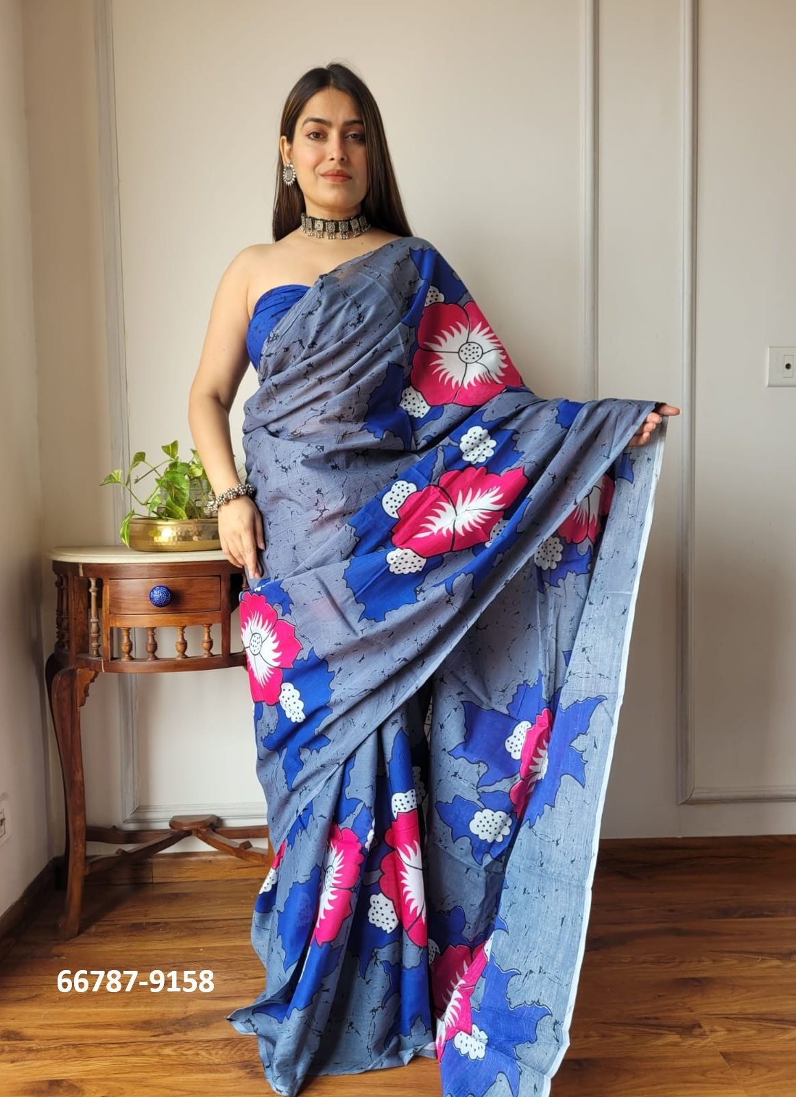 PURE MULMUL COTTON BAGRU PRINTS 6 - Catalog # 66787 (Set of 10 Sarees)
