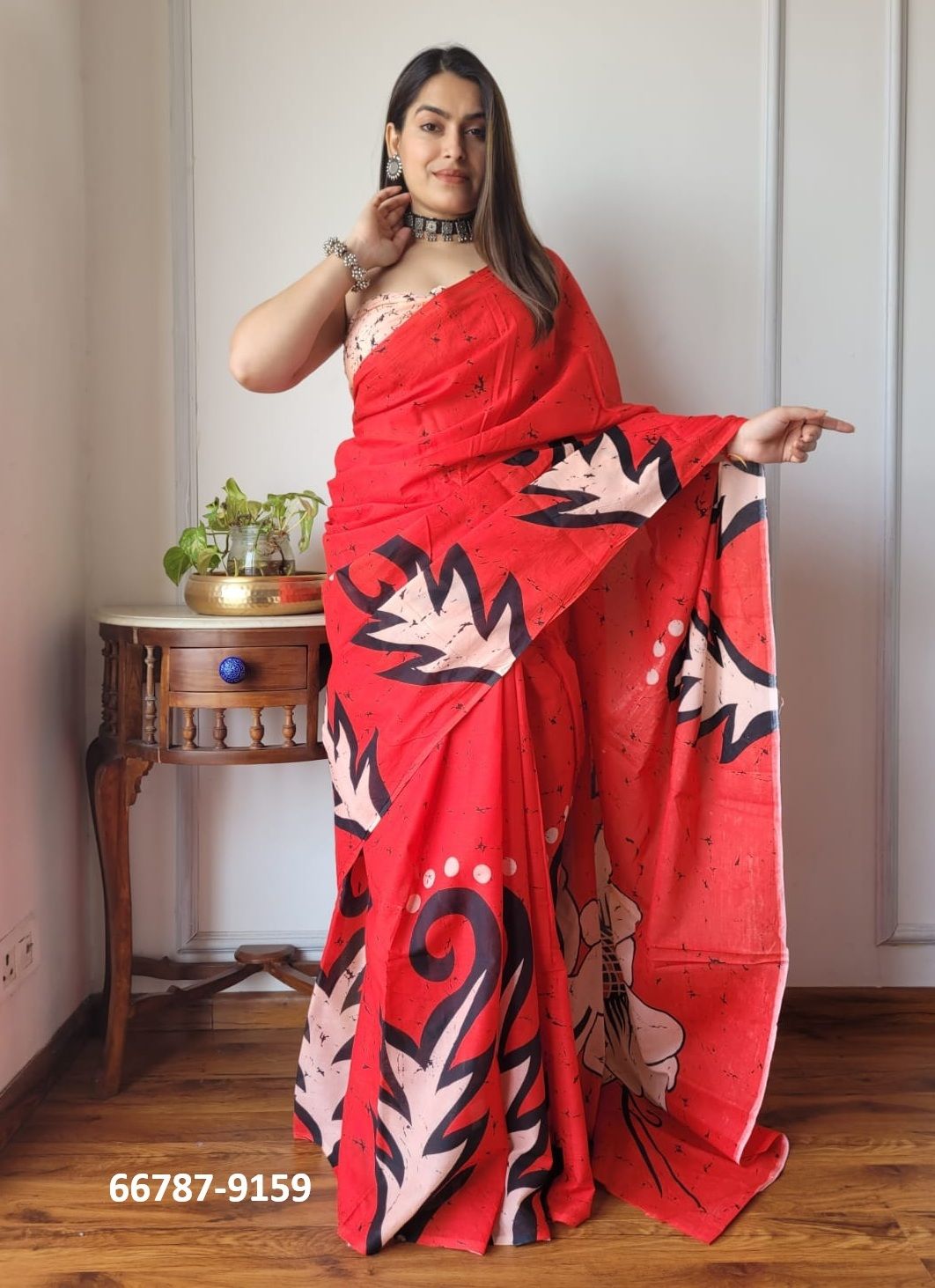PURE MULMUL COTTON BAGRU PRINTS 6 - Catalog # 66787 (Set of 10 Sarees)