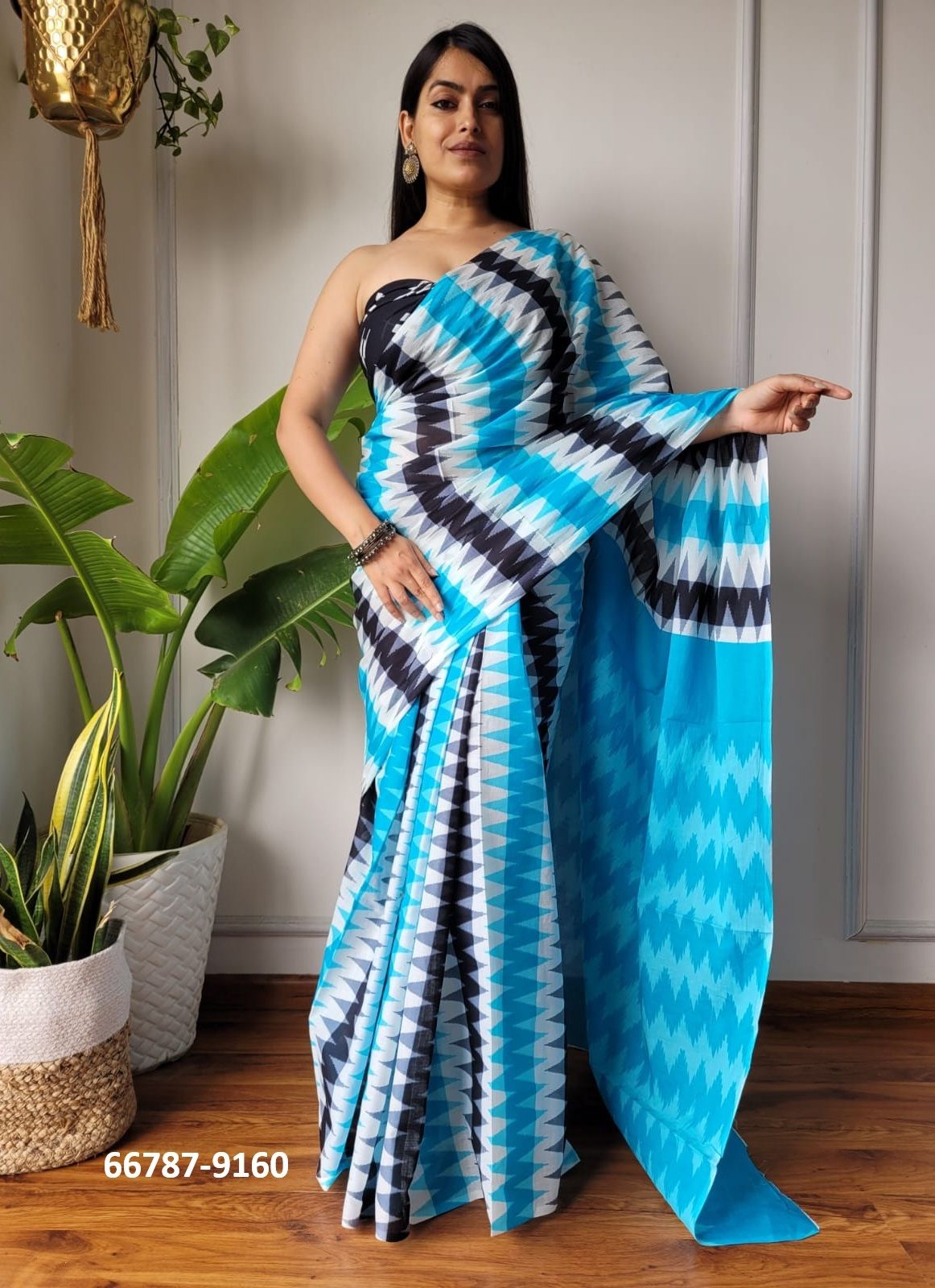 PURE MULMUL COTTON BAGRU PRINTS 6 - Catalog # 66787 (Set of 10 Sarees)