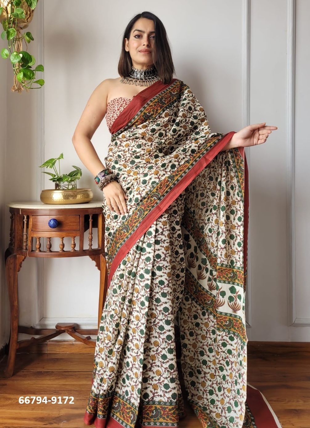 PURE MULMUL COTTON BAGRU PRINTS 8 - Catalog # 66794 (Set of 10 Sarees)