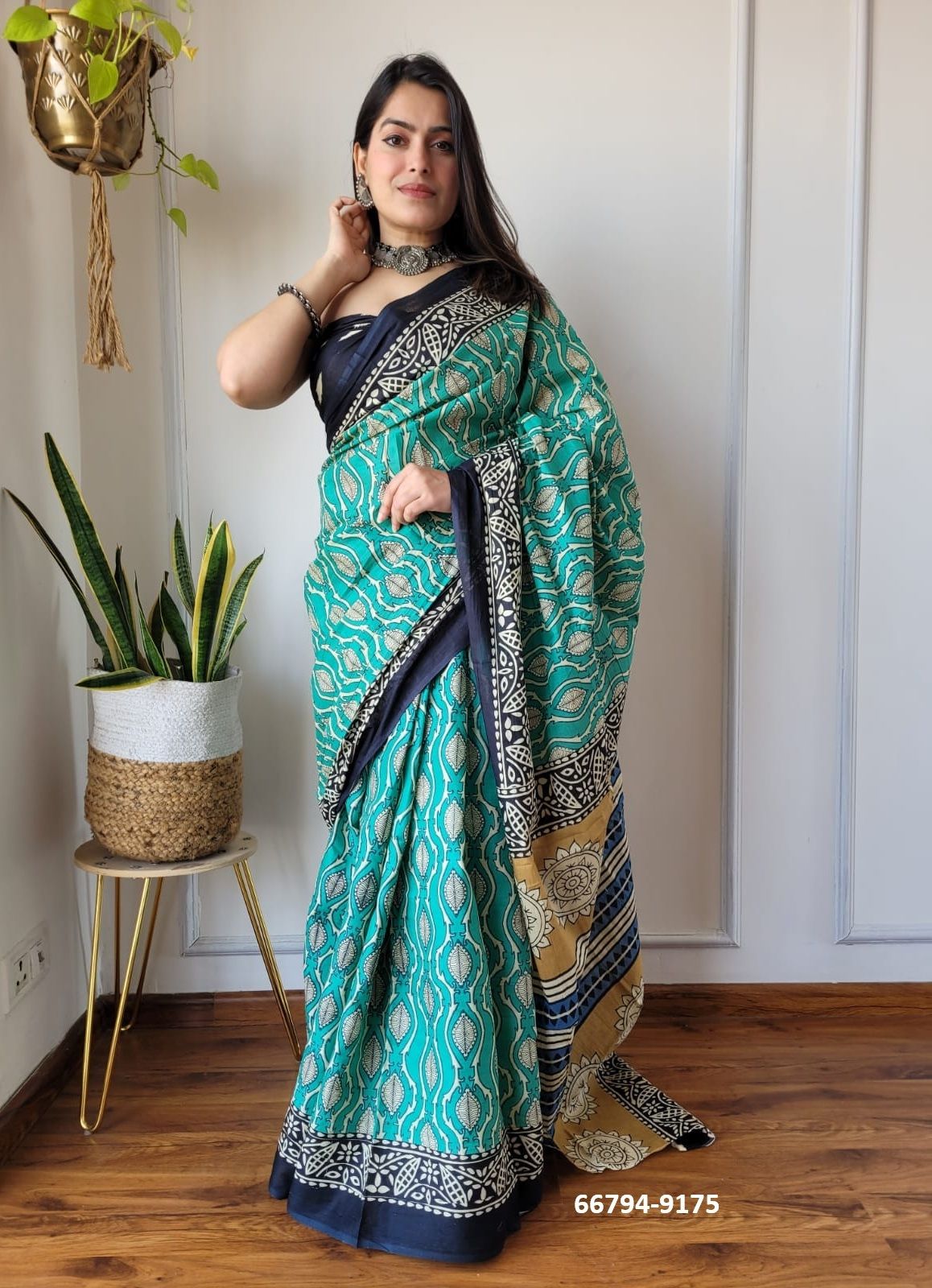 PURE MULMUL COTTON BAGRU PRINTS 8 - Catalog # 66794 (Set of 10 Sarees)