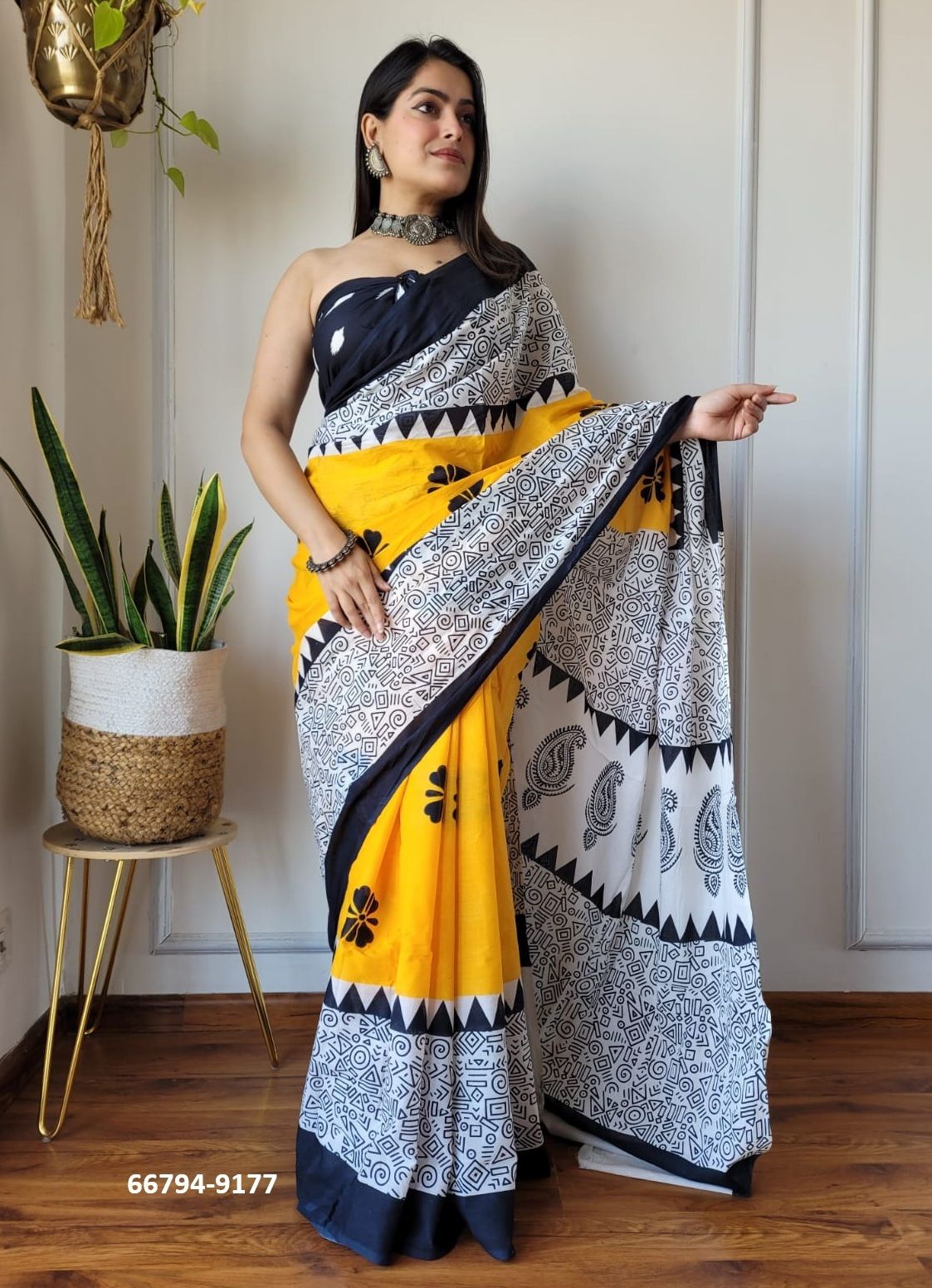 PURE MULMUL COTTON BAGRU PRINTS 8 - Catalog # 66794 (Set of 10 Sarees)