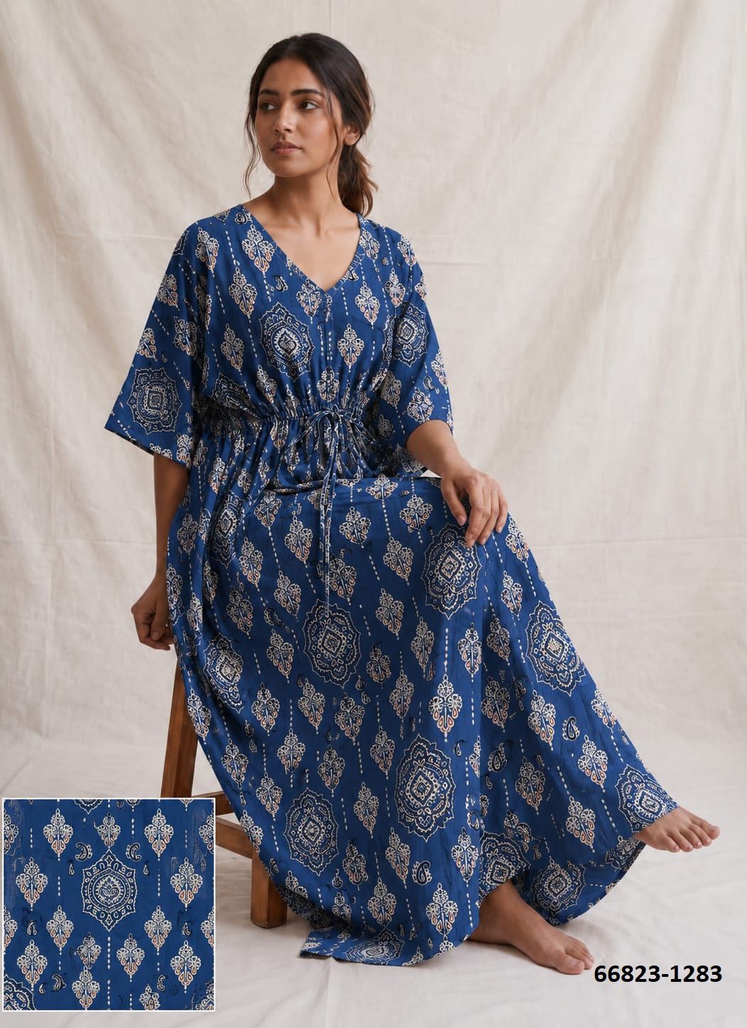 PLUS-SIZE HAND PRINTED COTTONS 5 - Catalog # 66823 (Set of 10 Kaftans / Ponchos) PLUS-SIZE HAND PRINTED COTTONS 5 - Catalog # 66823 (Set of 10 Kaftans / Ponchos)