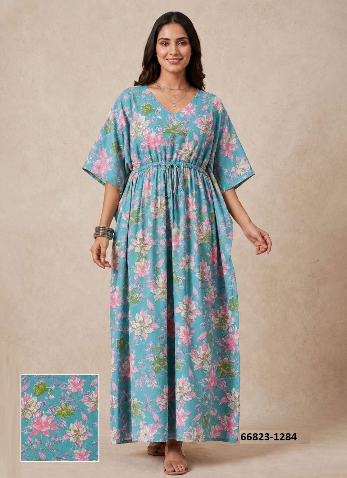 PLUS-SIZE HAND PRINTED COTTONS 5 - Catalog # 66823 (Set of 10 Kaftans / Ponchos) PLUS-SIZE HAND PRINTED COTTONS 5 - Catalog # 66823 (Set of 10 Kaftans / Ponchos)