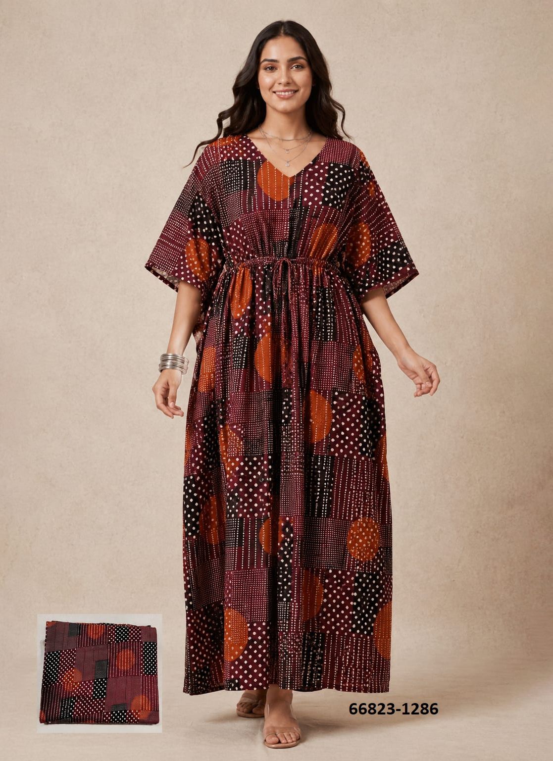PLUS-SIZE HAND PRINTED COTTONS 5 - Catalog # 66823 (Set of 10 Kaftans / Ponchos) PLUS-SIZE HAND PRINTED COTTONS 5 - Catalog # 66823 (Set of 10 Kaftans / Ponchos)