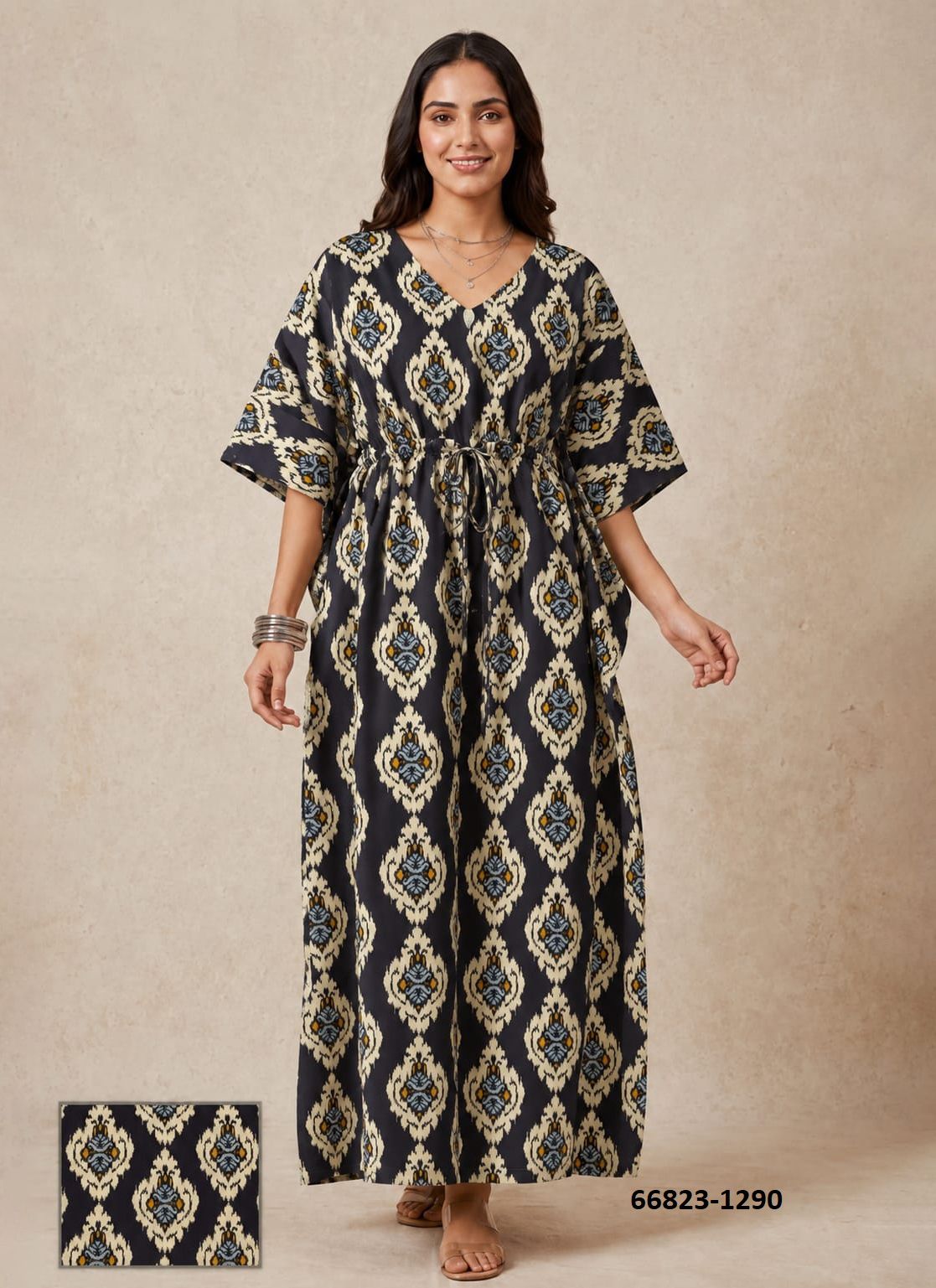 PLUS-SIZE HAND PRINTED COTTONS 5 - Catalog # 66823 (Set of 10 Kaftans / Ponchos) PLUS-SIZE HAND PRINTED COTTONS 5 - Catalog # 66823 (Set of 10 Kaftans / Ponchos)
