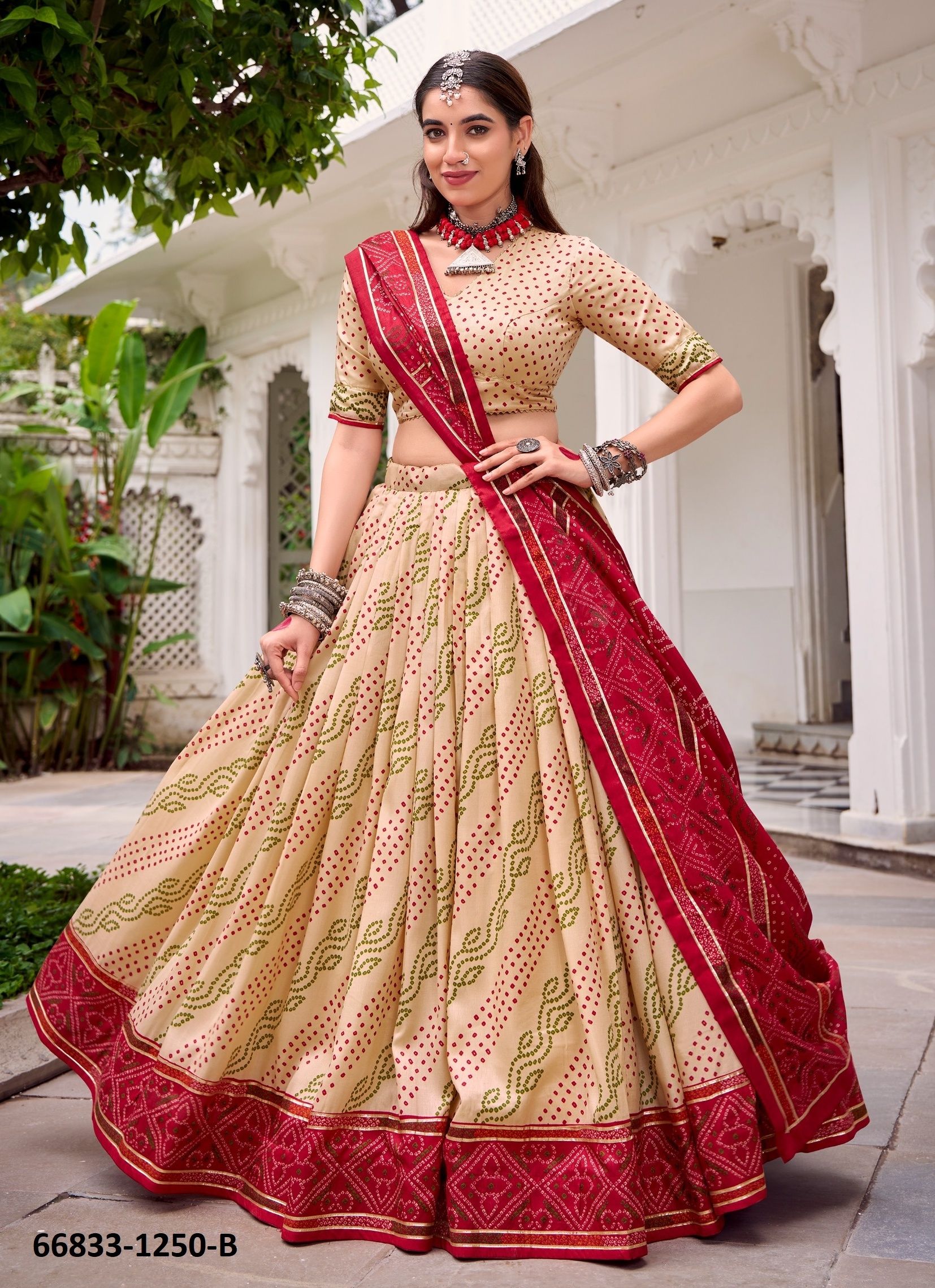 GAURI 1250 - Catalog # 66833 (Set of 3 Semi-Stitched Lehengas)