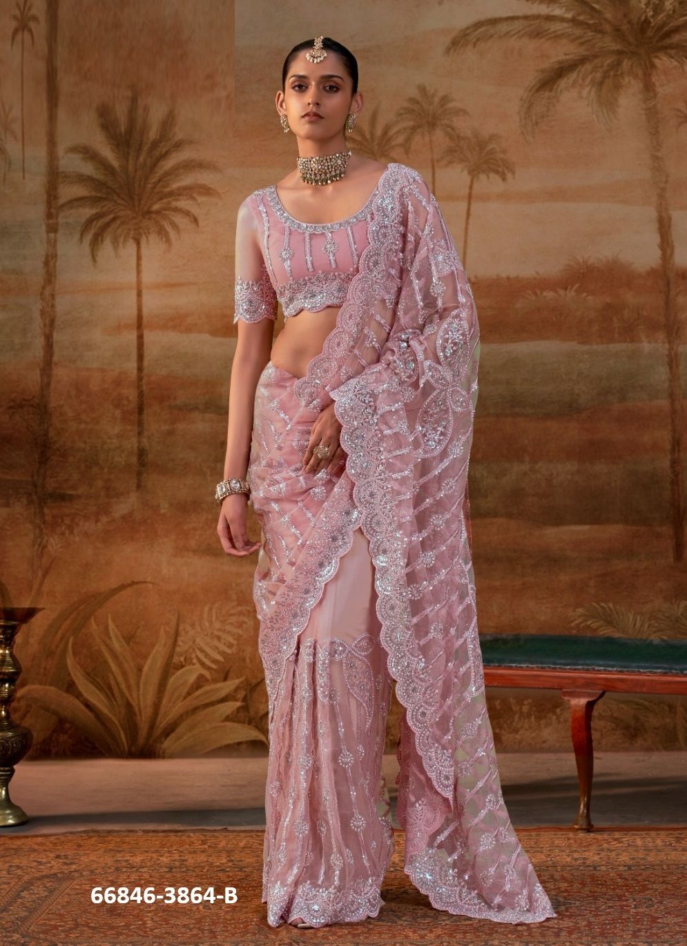 DESIGN 3864 COLORS - Catalog # 66846 (Set of 6 Sarees) DESIGN 3864 COLORS - Catalog # 66846 (Set of 6 Sarees)