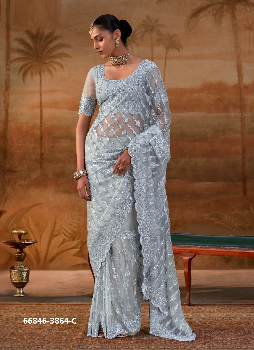 DESIGN 3864 COLORS - Catalog # 66846 (Set of 6 Sarees) DESIGN 3864 COLORS - Catalog # 66846 (Set of 6 Sarees)