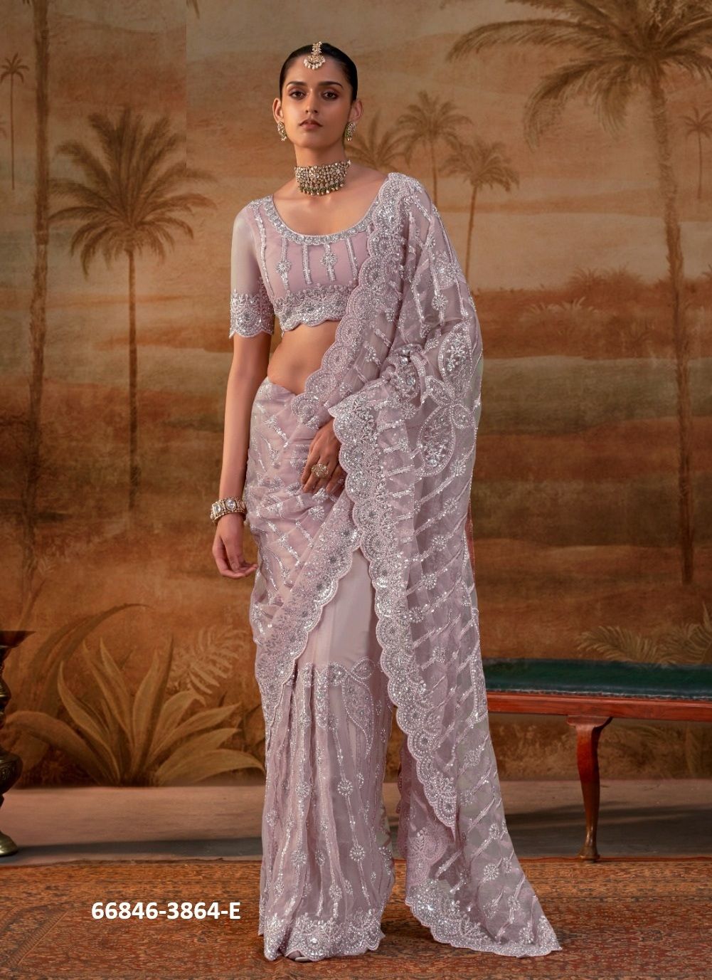 DESIGN 3864 COLORS - Catalog # 66846 (Set of 6 Sarees) DESIGN 3864 COLORS - Catalog # 66846 (Set of 6 Sarees)