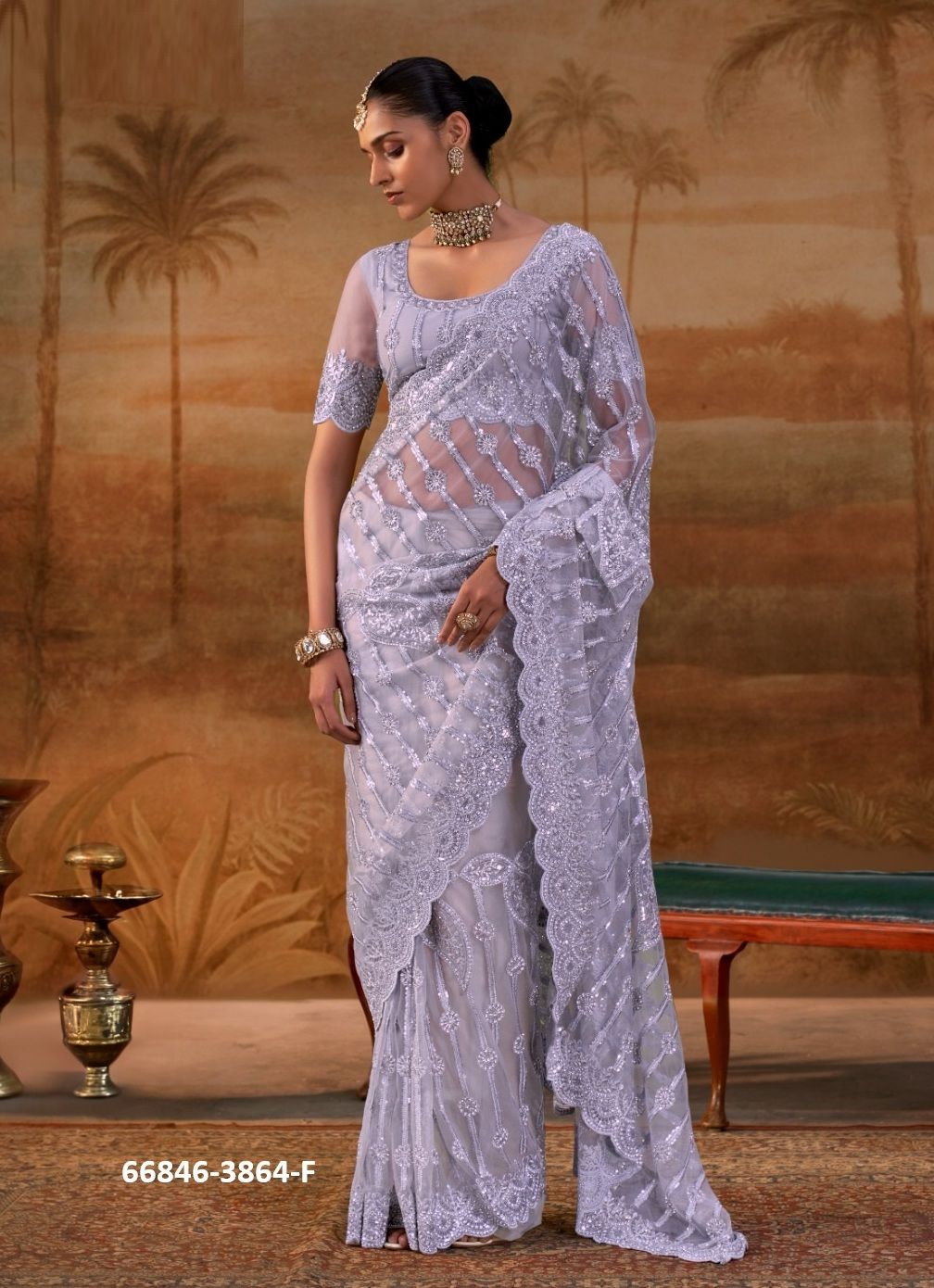 DESIGN 3864 COLORS - Catalog # 66846 (Set of 6 Sarees) DESIGN 3864 COLORS - Catalog # 66846 (Set of 6 Sarees)