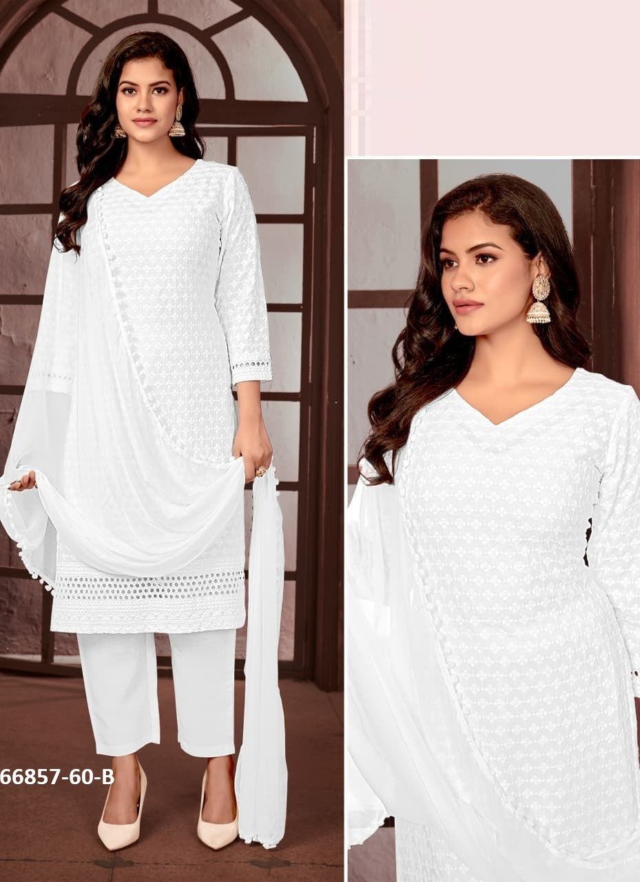 DESIGN P60 - Catalog # 66857 (Set of 4 SIZE-SETS [Readymade Salwar Suits])