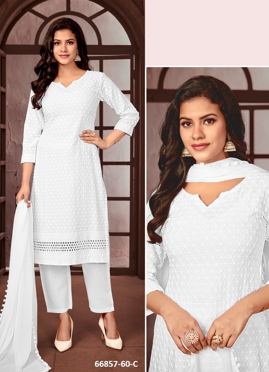 DESIGN P60 - Catalog # 66857 (Set of 4 SIZE-SETS [Readymade Salwar Suits])