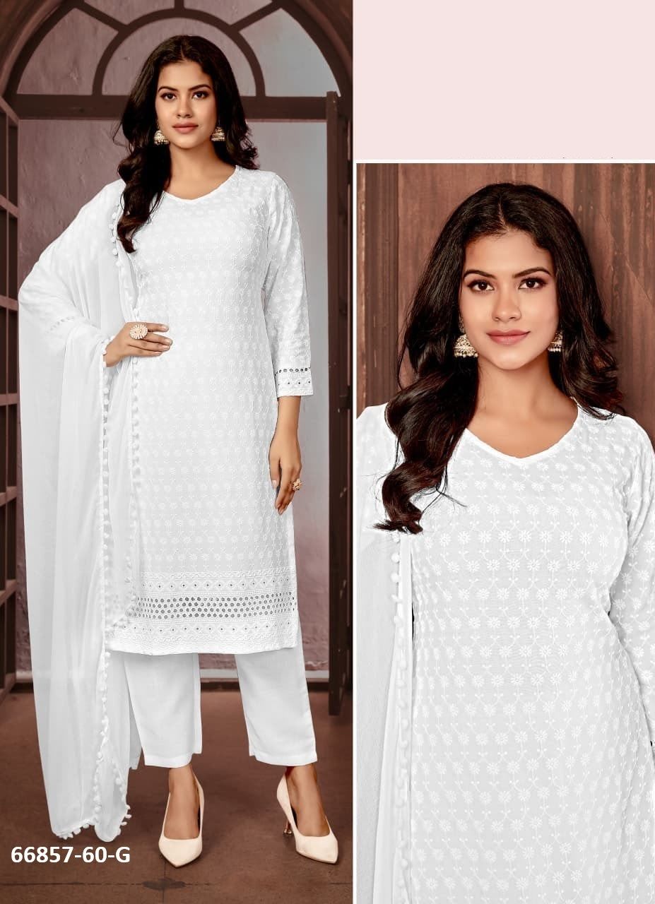 DESIGN P60 - Catalog # 66857 (Set of 4 SIZE-SETS [Readymade Salwar Suits])