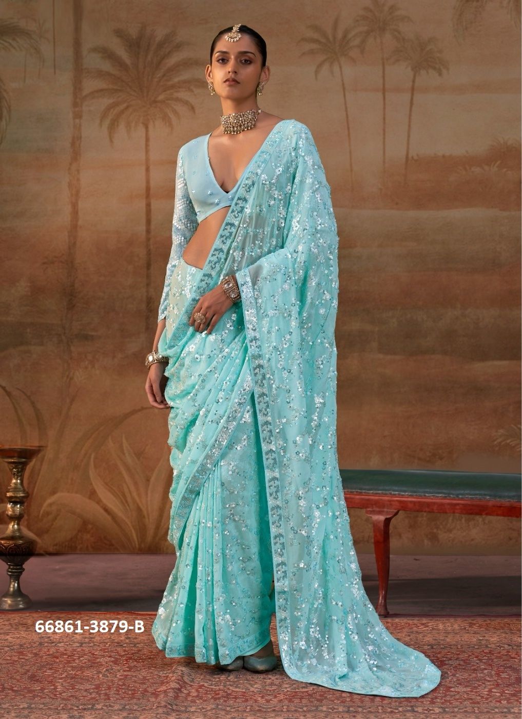 DESIGN 3879 COLORS - Catalog # 66861 (Set of 5 Sarees) DESIGN 3879 COLORS - Catalog # 66861 (Set of 5 Sarees)