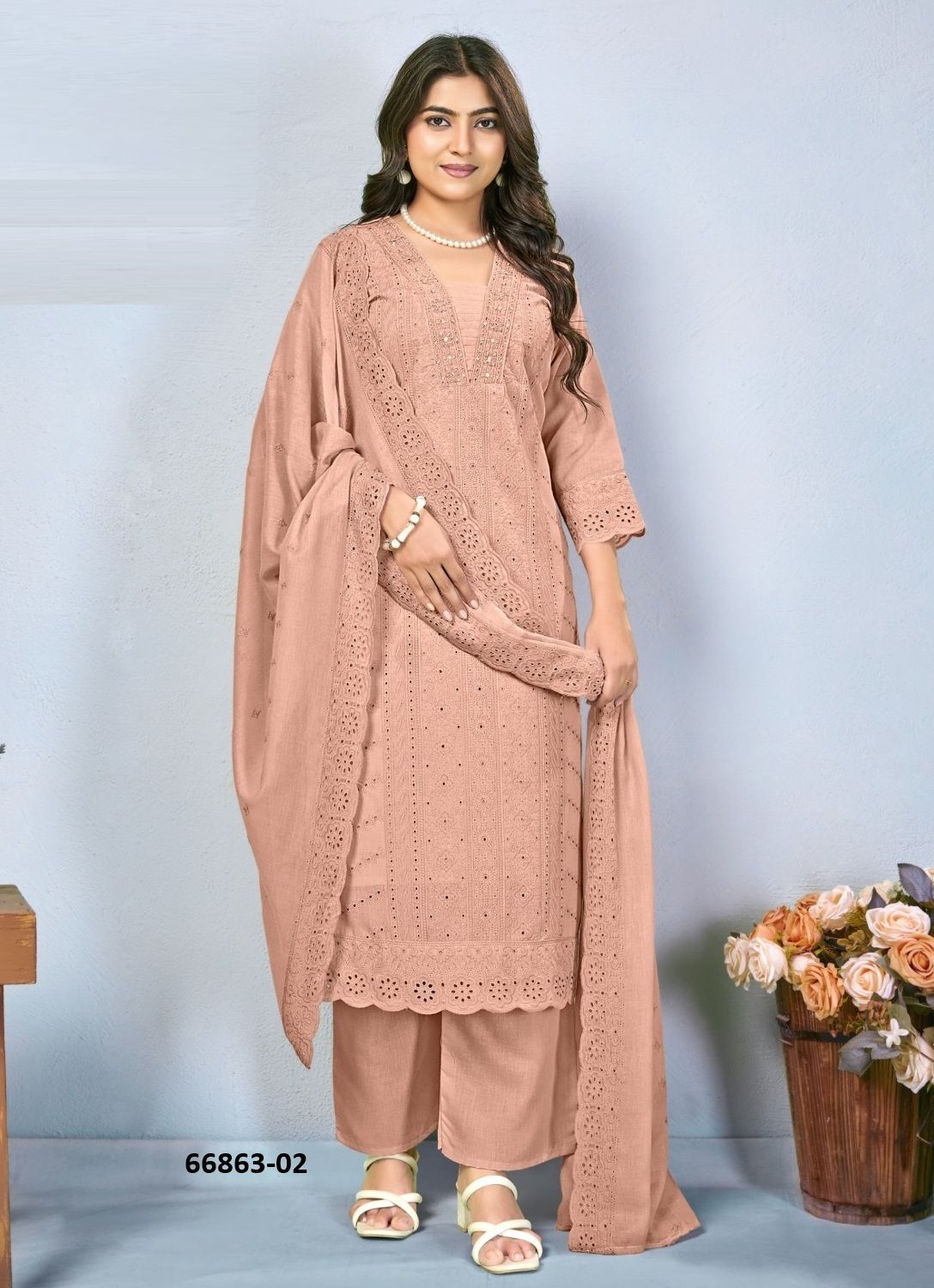 RITIKA - PLUS SIZE - Catalog # 66863 (Set of 3 SIZE-SETS [Readymade Salwar Suits])