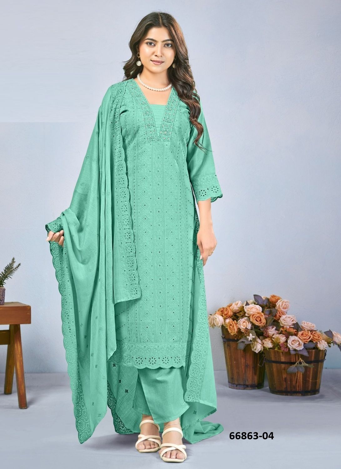 RITIKA - PLUS SIZE - Catalog # 66863 (Set of 3 SIZE-SETS [Readymade Salwar Suits])
