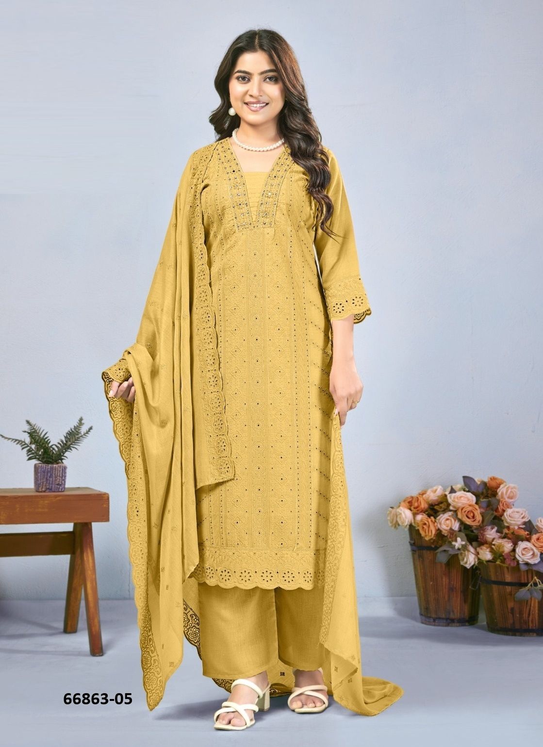 RITIKA - PLUS SIZE - Catalog # 66863 (Set of 3 SIZE-SETS [Readymade Salwar Suits])