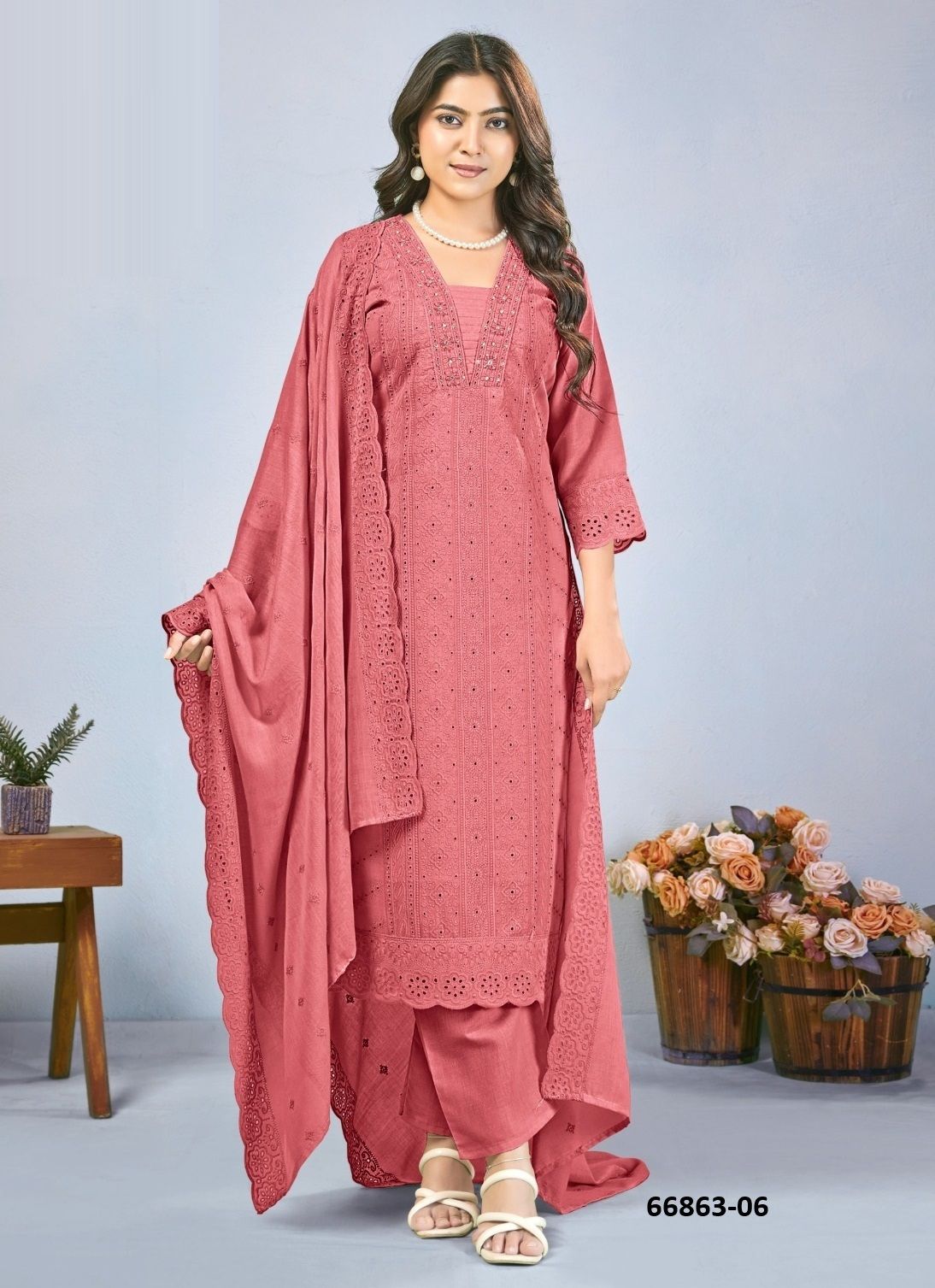RITIKA - PLUS SIZE - Catalog # 66863 (Set of 3 SIZE-SETS [Readymade Salwar Suits])